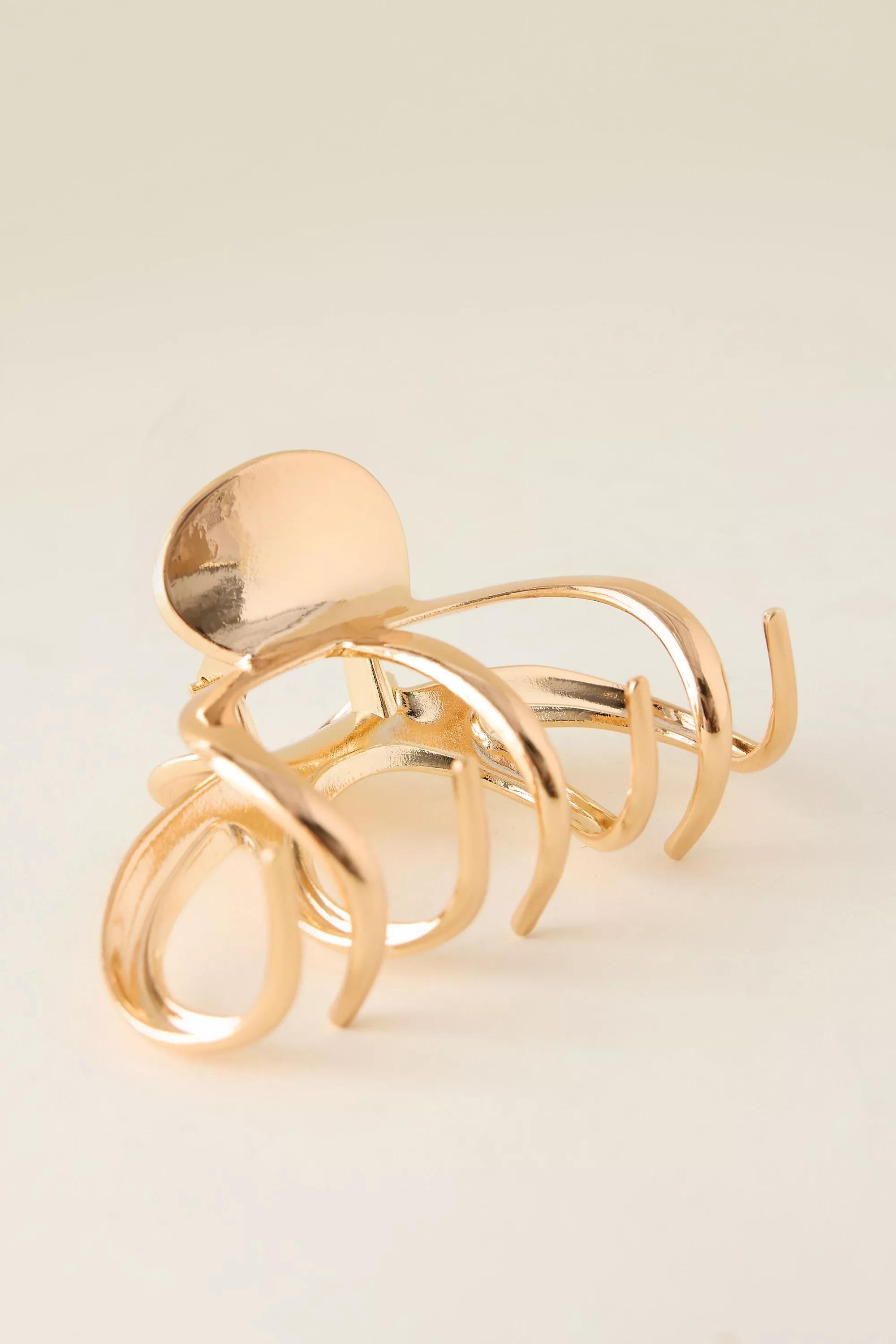 Metal Hair Claw Clip, Gold, A501_0070, medium