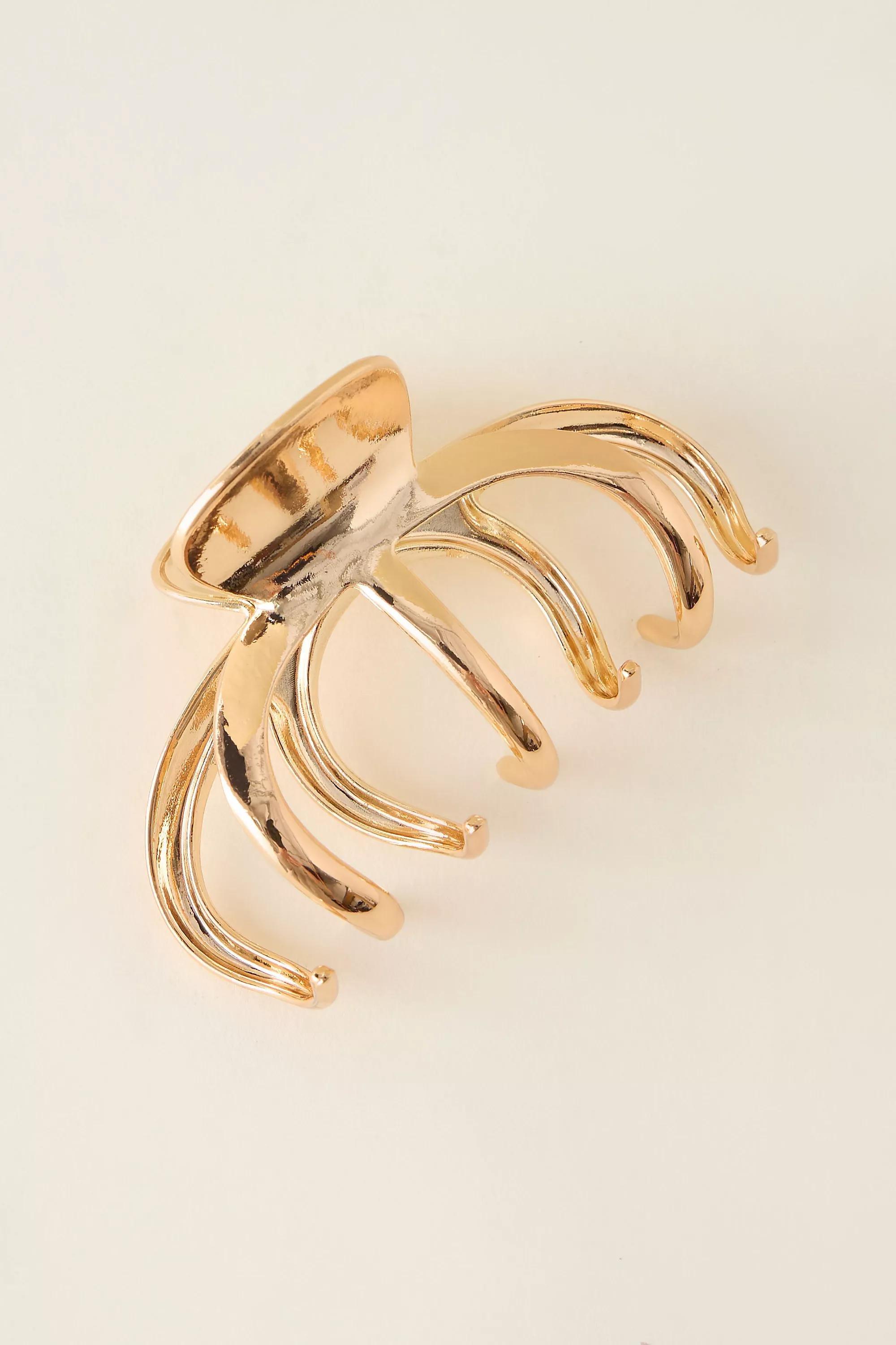 Metal Hair Claw Clip, Gold, A501_0070, large image number 1