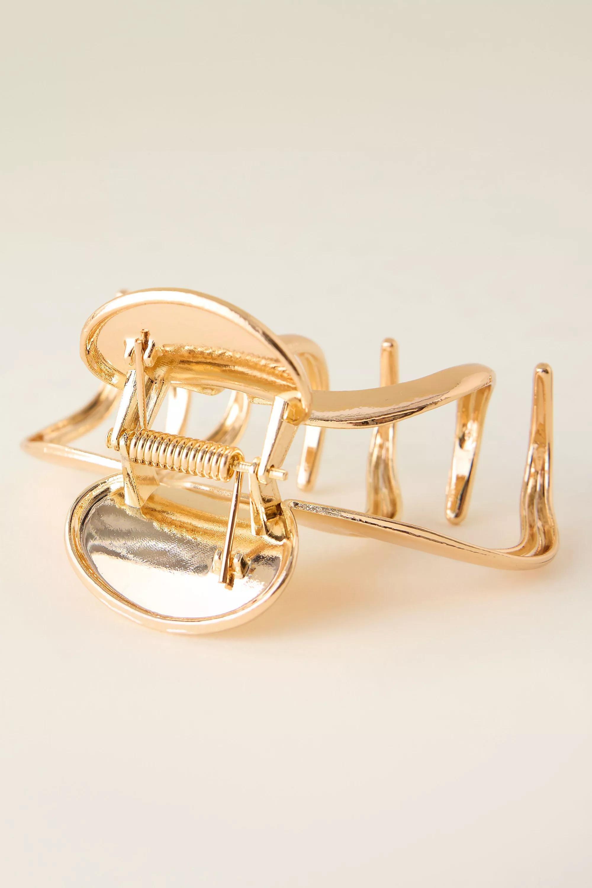 Metal Hair Claw Clip, Gold, A501_0070, medium