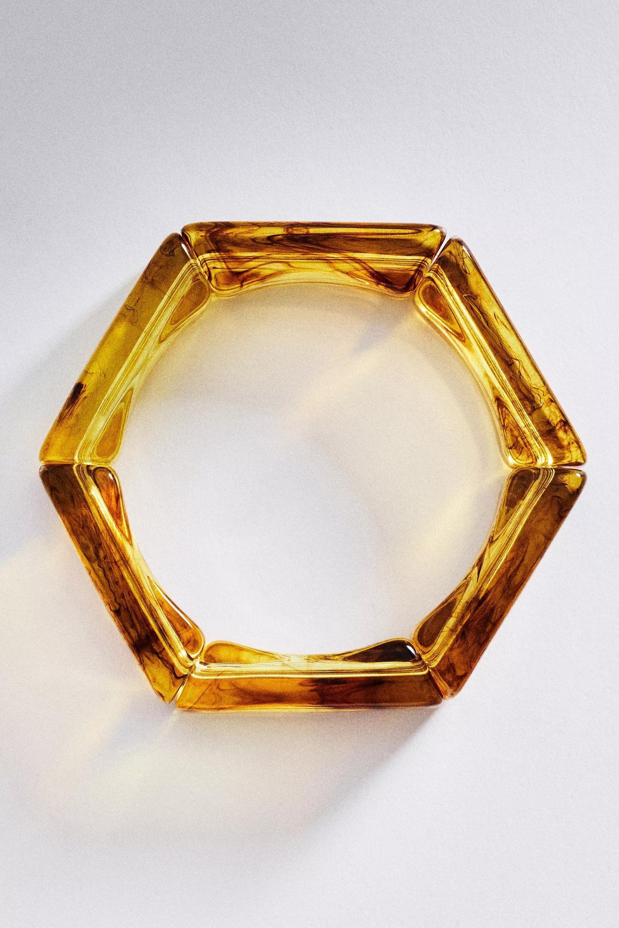 Clear Resin Stretch Bracelet, Yellow, A501_0071, medium