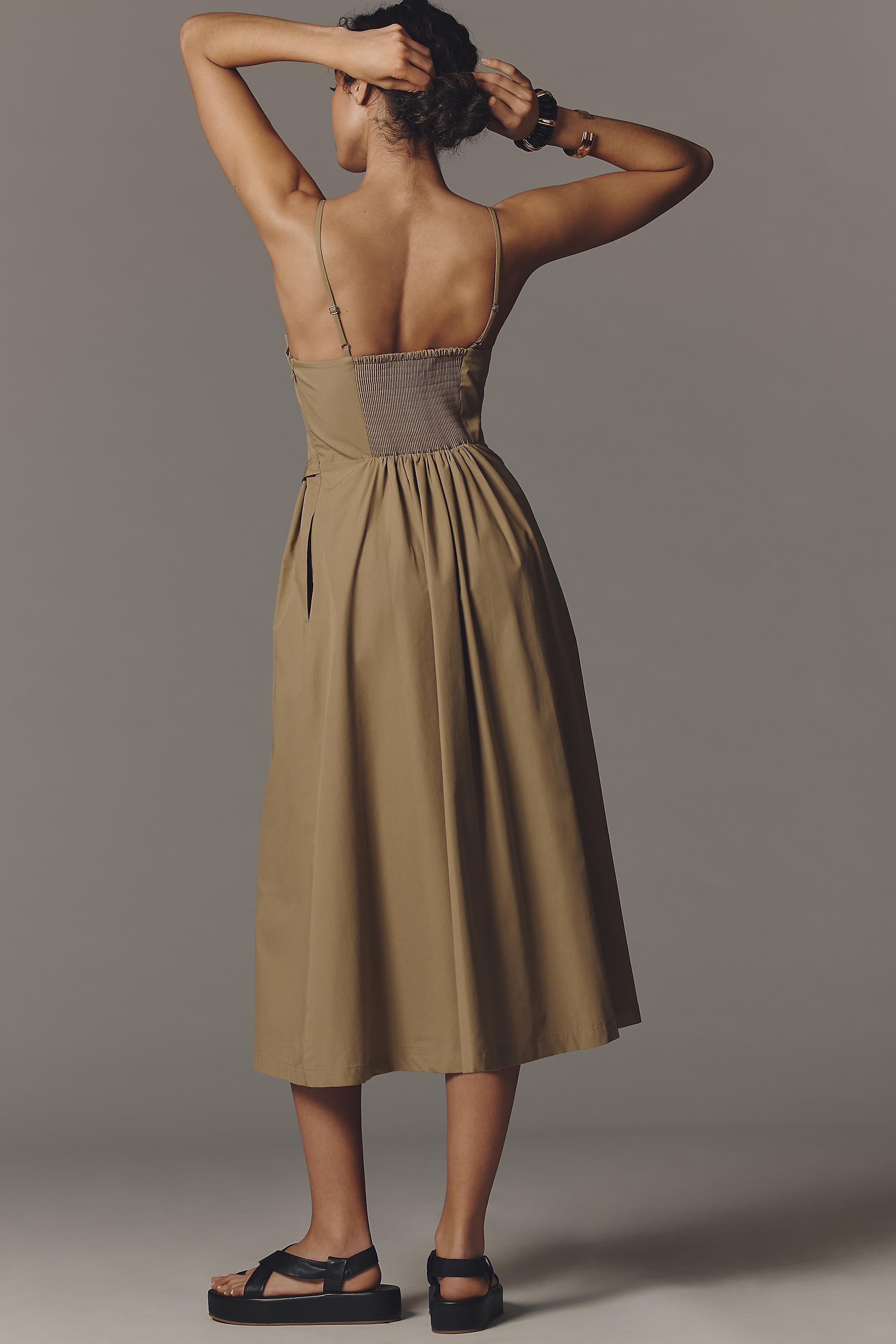 By Anthropologie Utility Pleated Maxi Dress, Green, A501_0030, medium