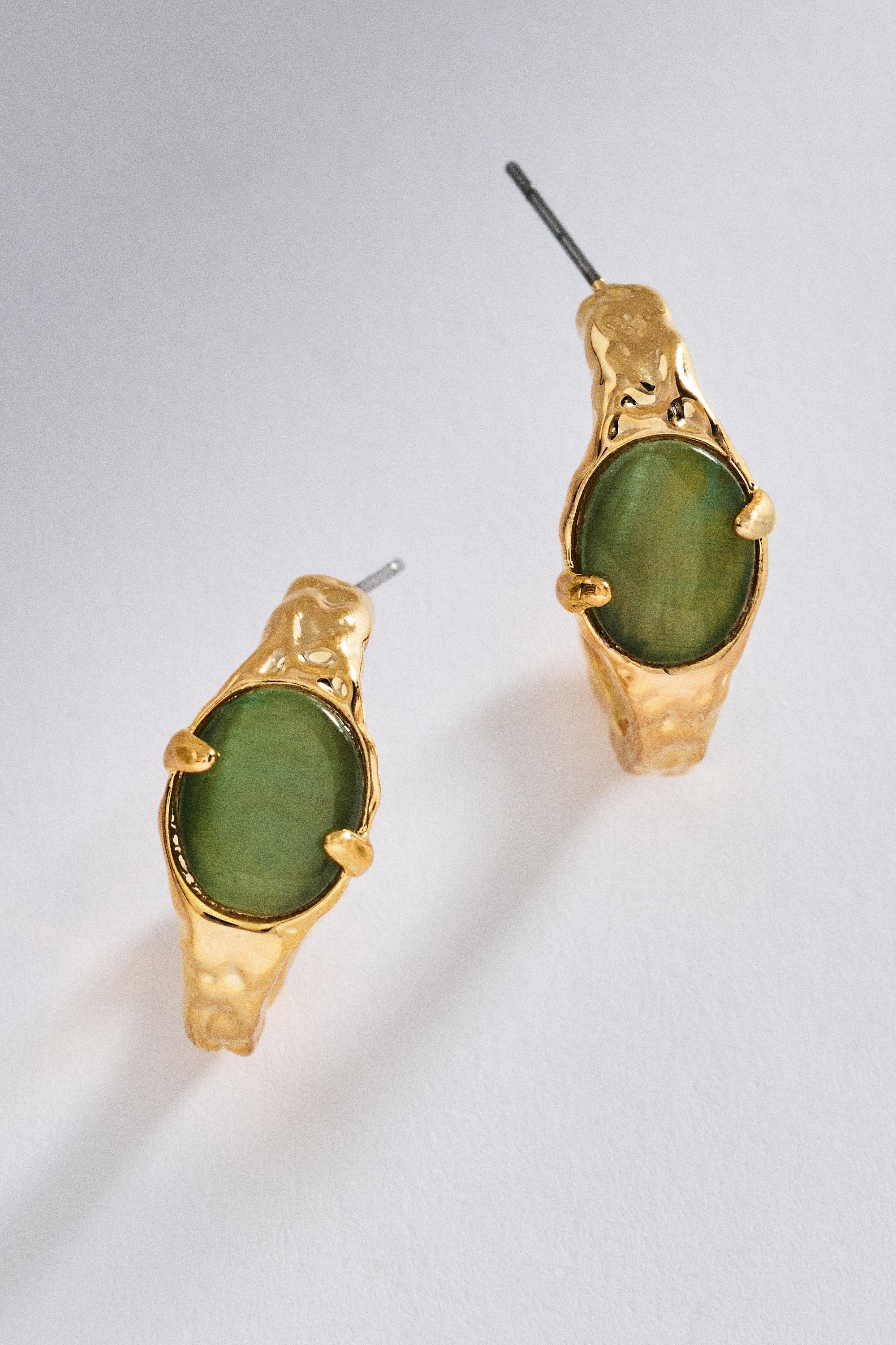 GREEN Mini Stone Hoop Earrings, A501_0030, medium