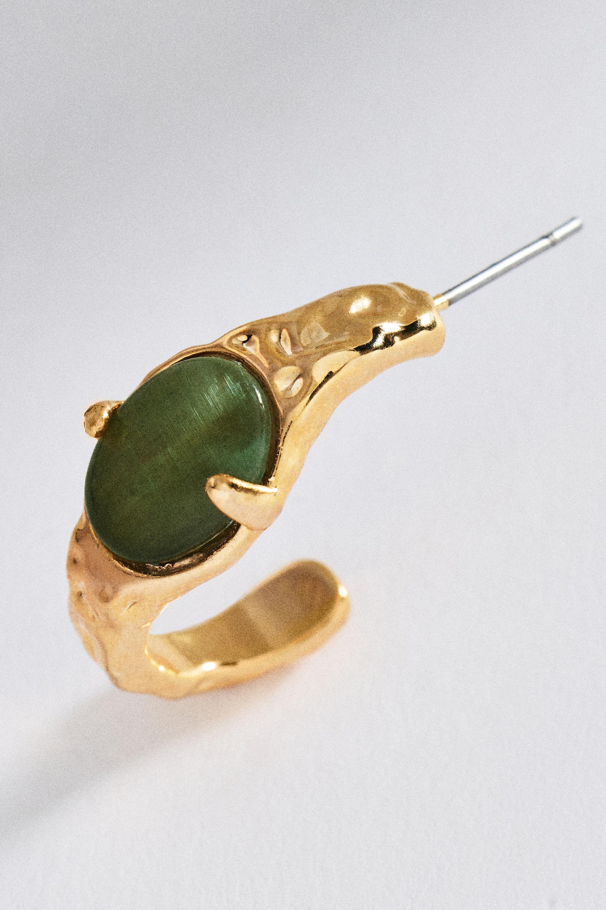 GREEN Mini Stone Hoop Earrings, A501_0030, large image number 2