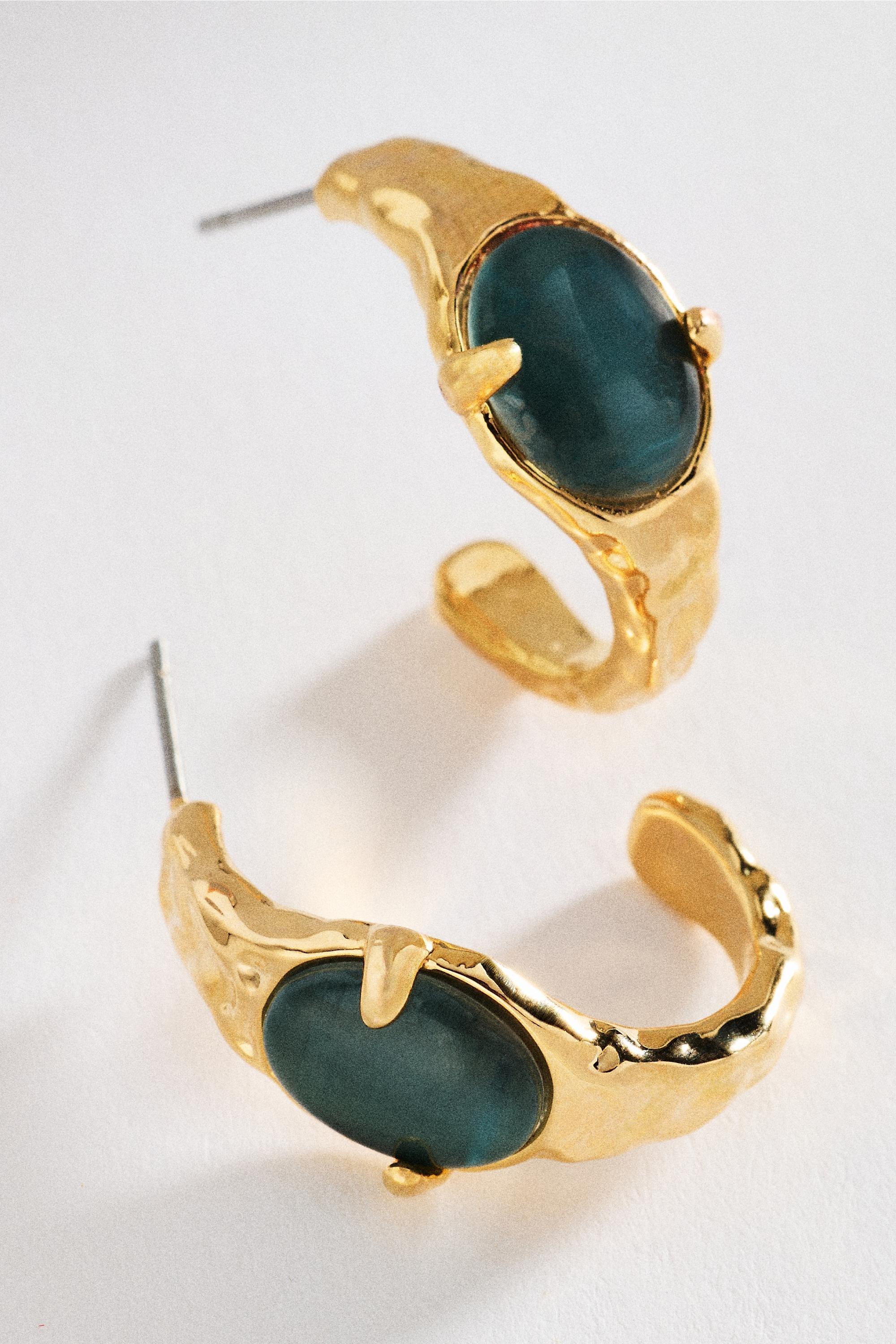 BLUE Mini Stone Hoop Earrings, A501_0040, medium