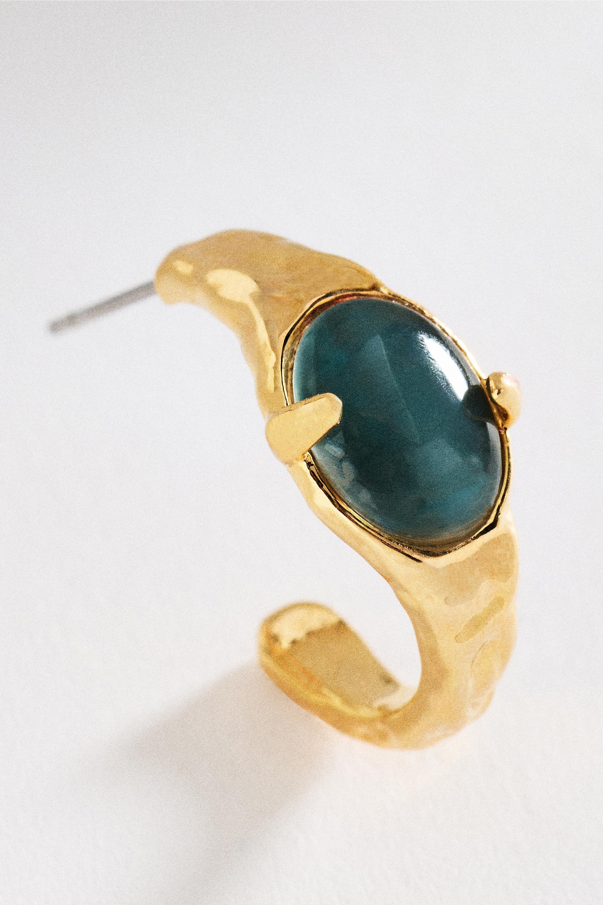 BLUE Mini Stone Hoop Earrings, A501_0040, medium