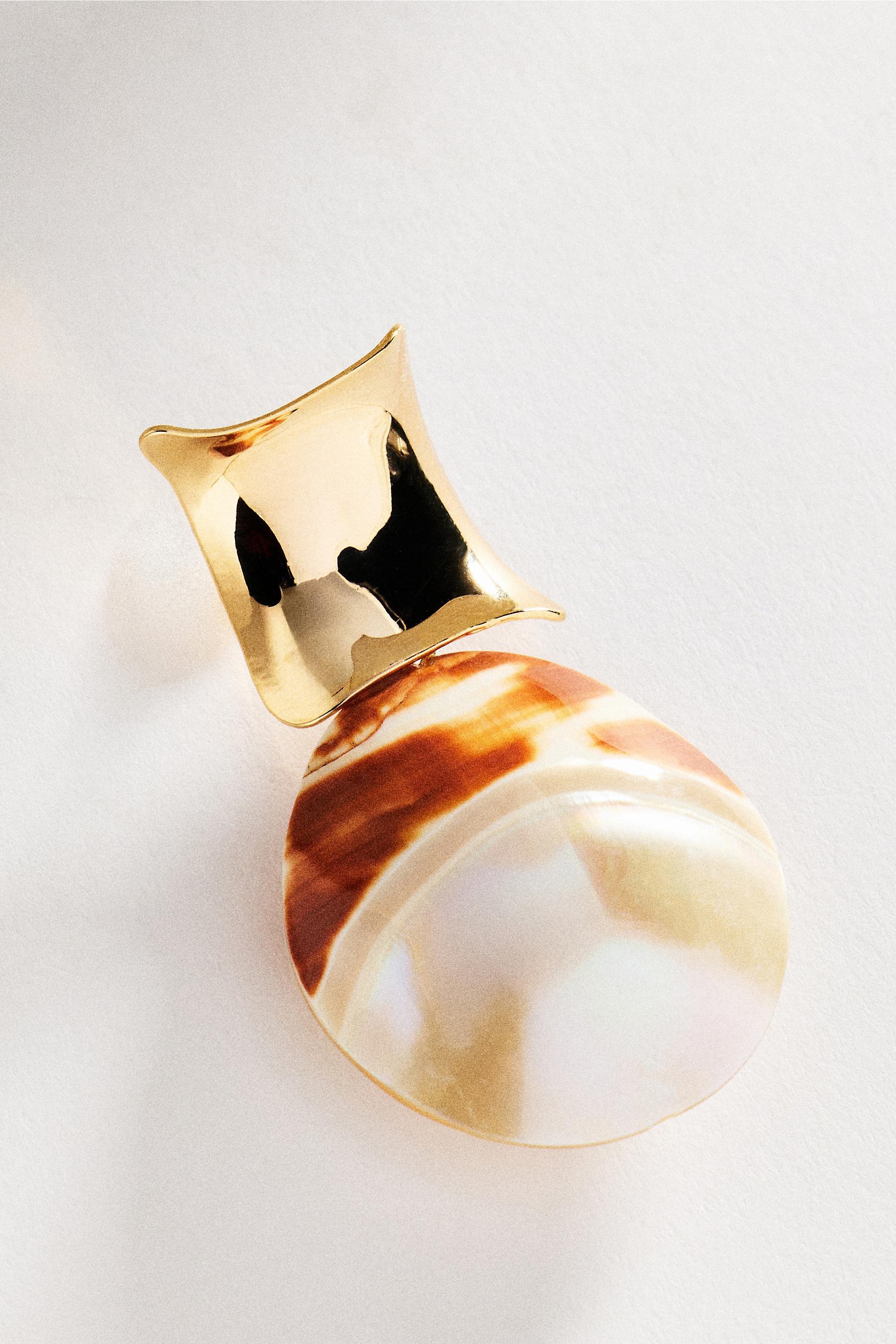 Textured Pearl Drop Earrings, Gold, A501_0070, medium