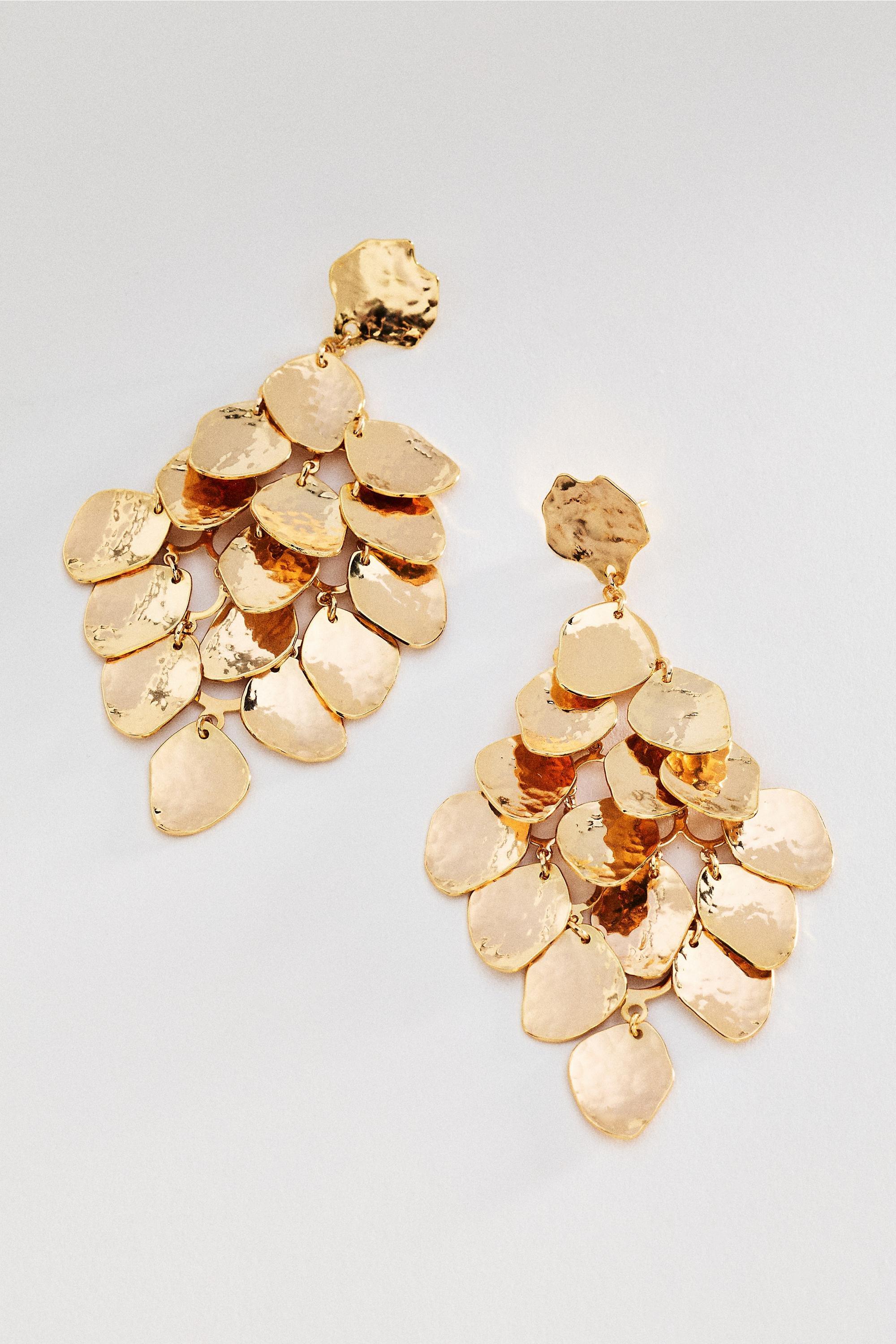 Textured Droplet Statement Earrings, Gold, A501_0070, large image number 0