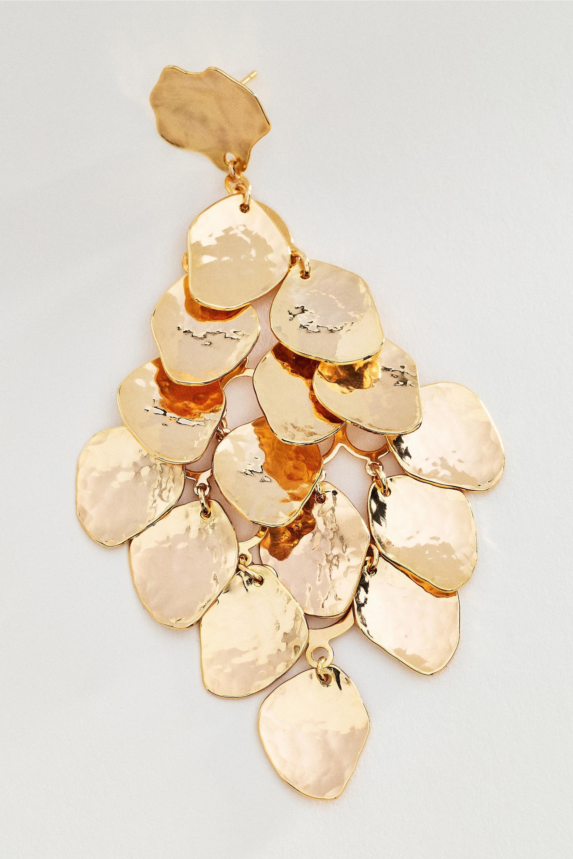 Textured Droplet Statement Earrings, Gold, A501_0070, medium