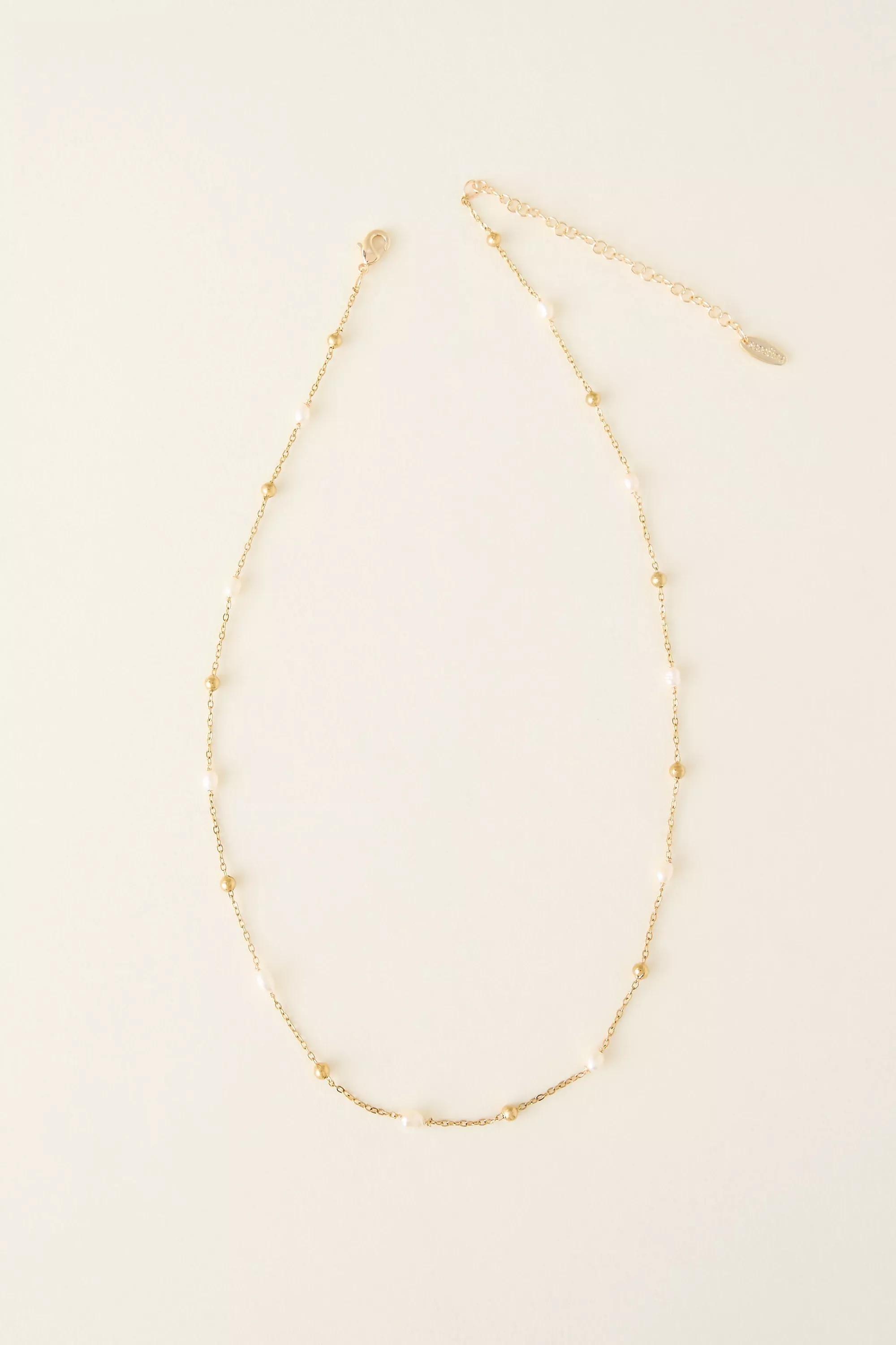 Water-Resistant Beaded Faux-Pearl Necklace, Brown, A501_0020, large image number 1