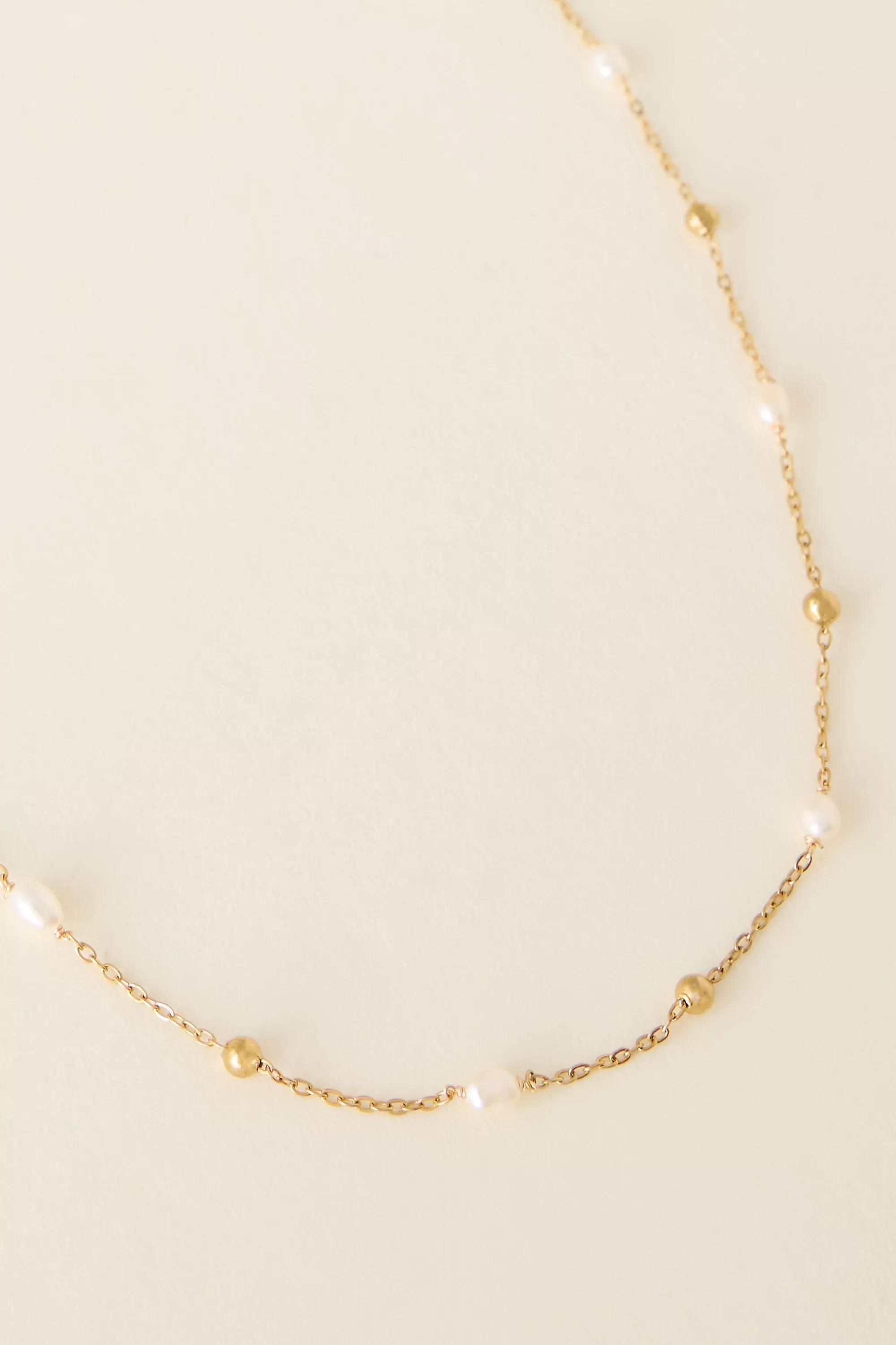 Water-Resistant Beaded Faux-Pearl Necklace, Brown, A501_0020, large image number 2