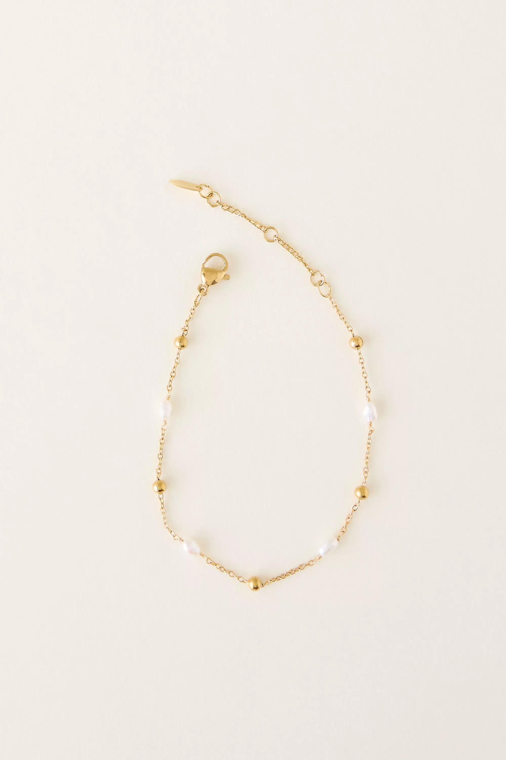 Water-Resistant Beaded Faux-Pearl Bracelet, Brown, A501_0020, large image number 1