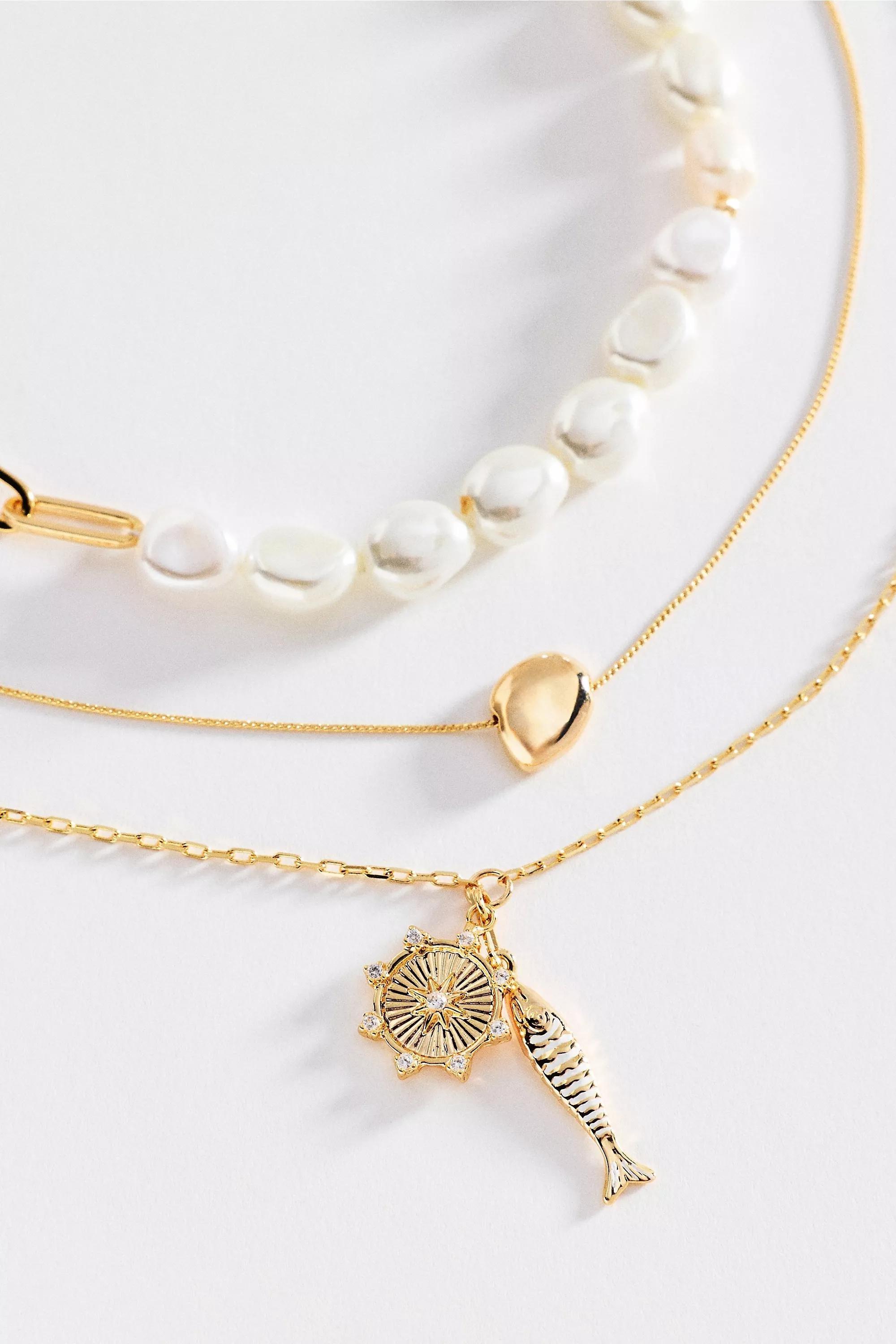 By Anthropologie Shades Of Sea Layering Necklaces, White, A501_0012, large image number 4