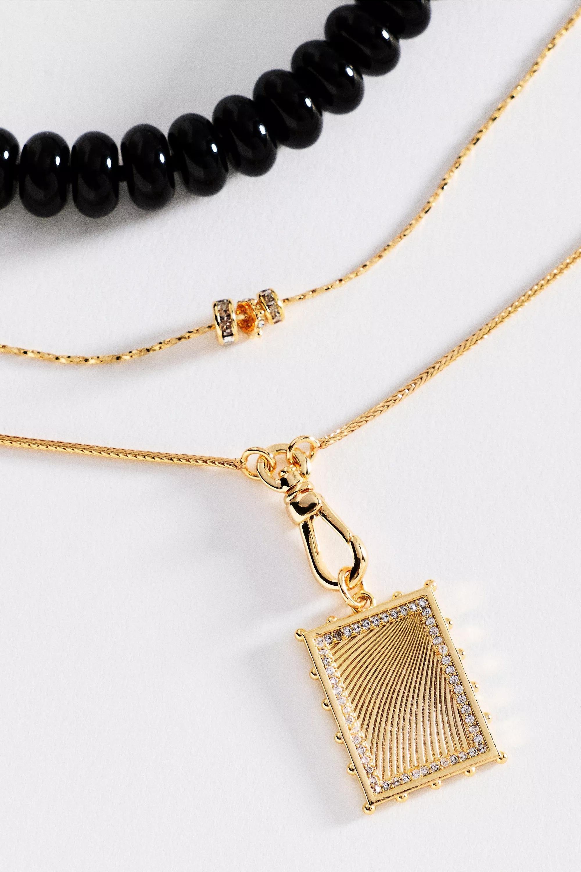 By Anthropologie Shades Of Sea Layering Necklaces, Navy, A501_0041, large image number 3