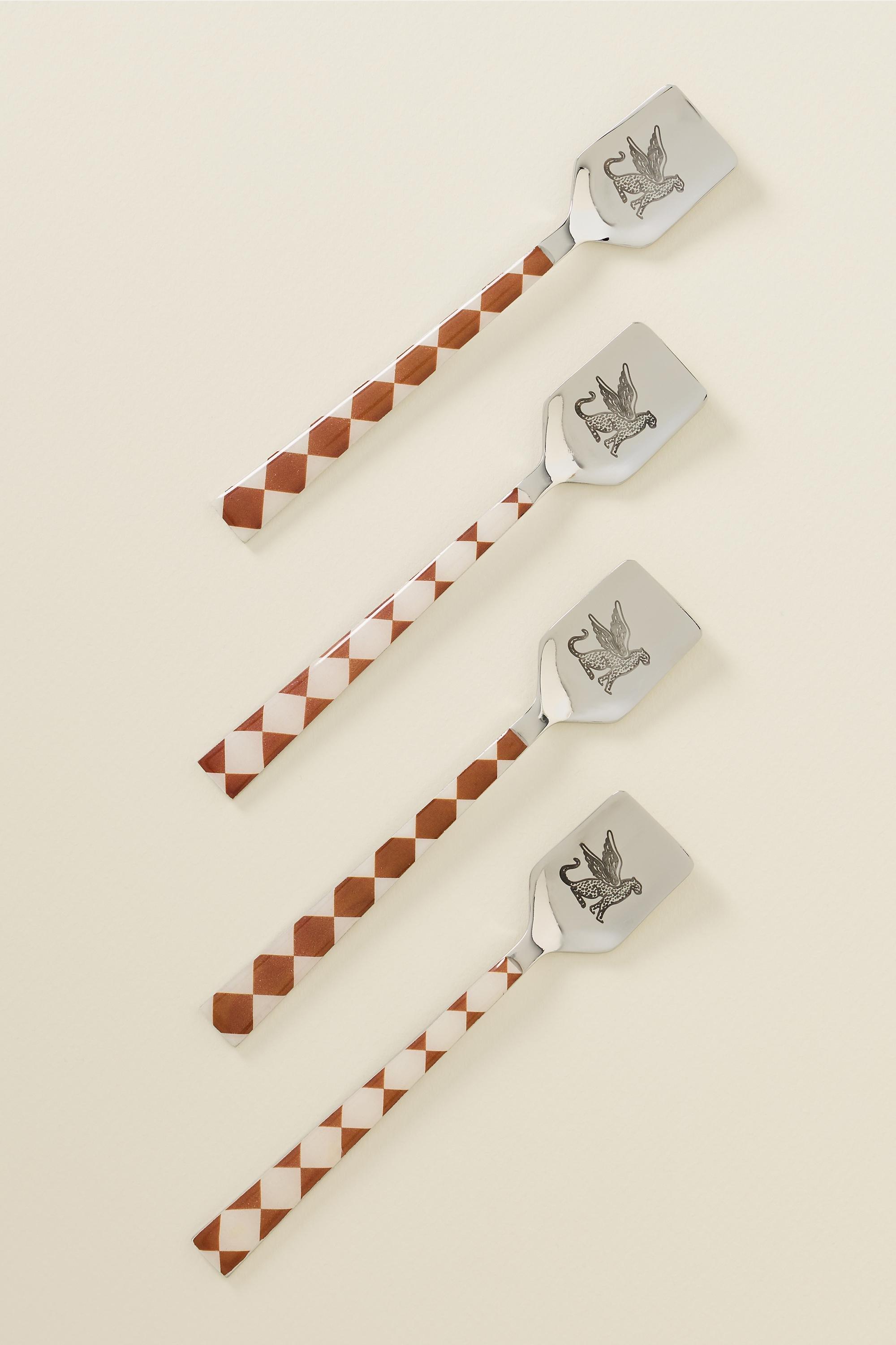Cuadro Stainless Steel Spoons, Set Of 4, Brown, Brown, medium