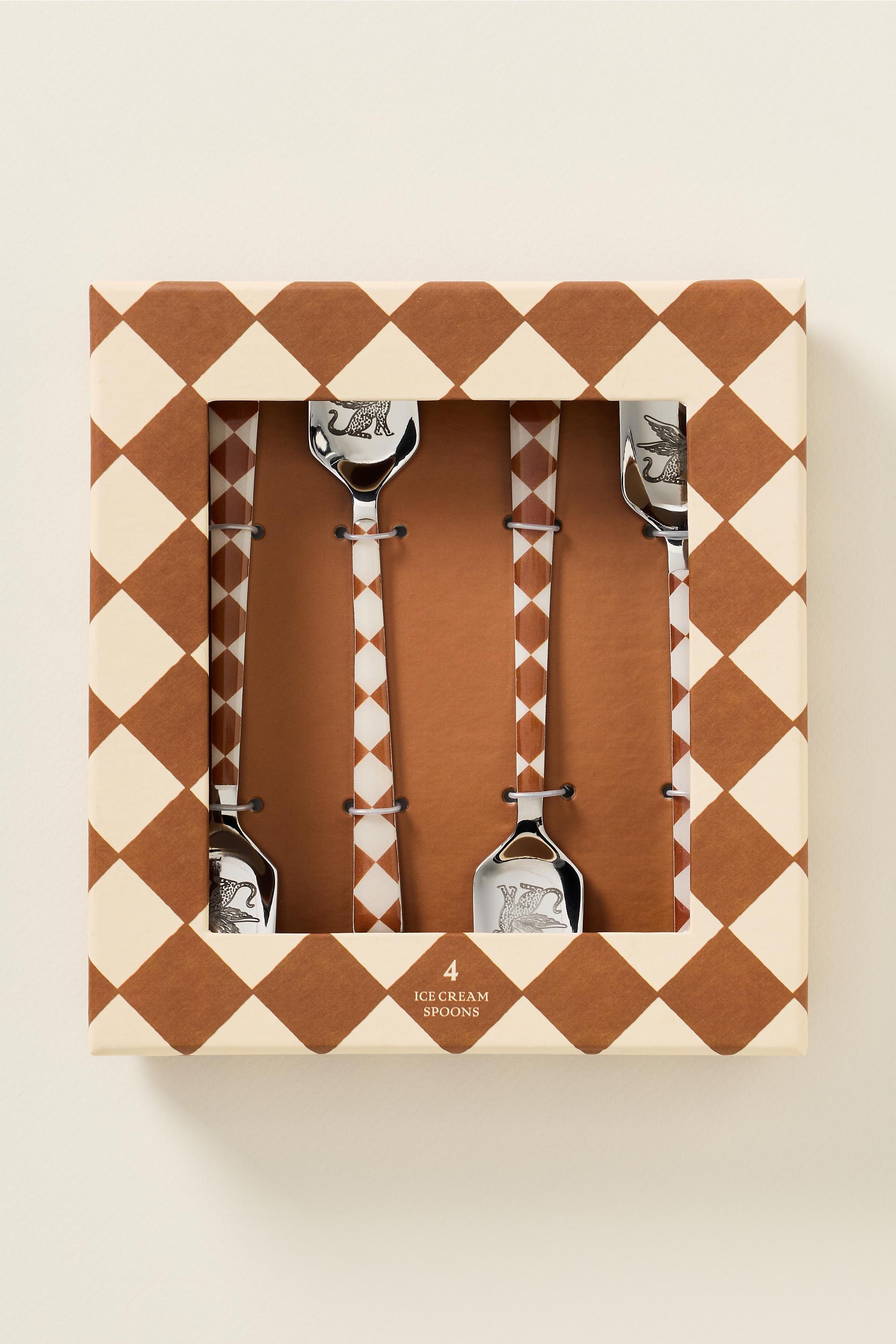 Cuadro Stainless Steel Spoons, Set Of 4, Brown, Brown, medium