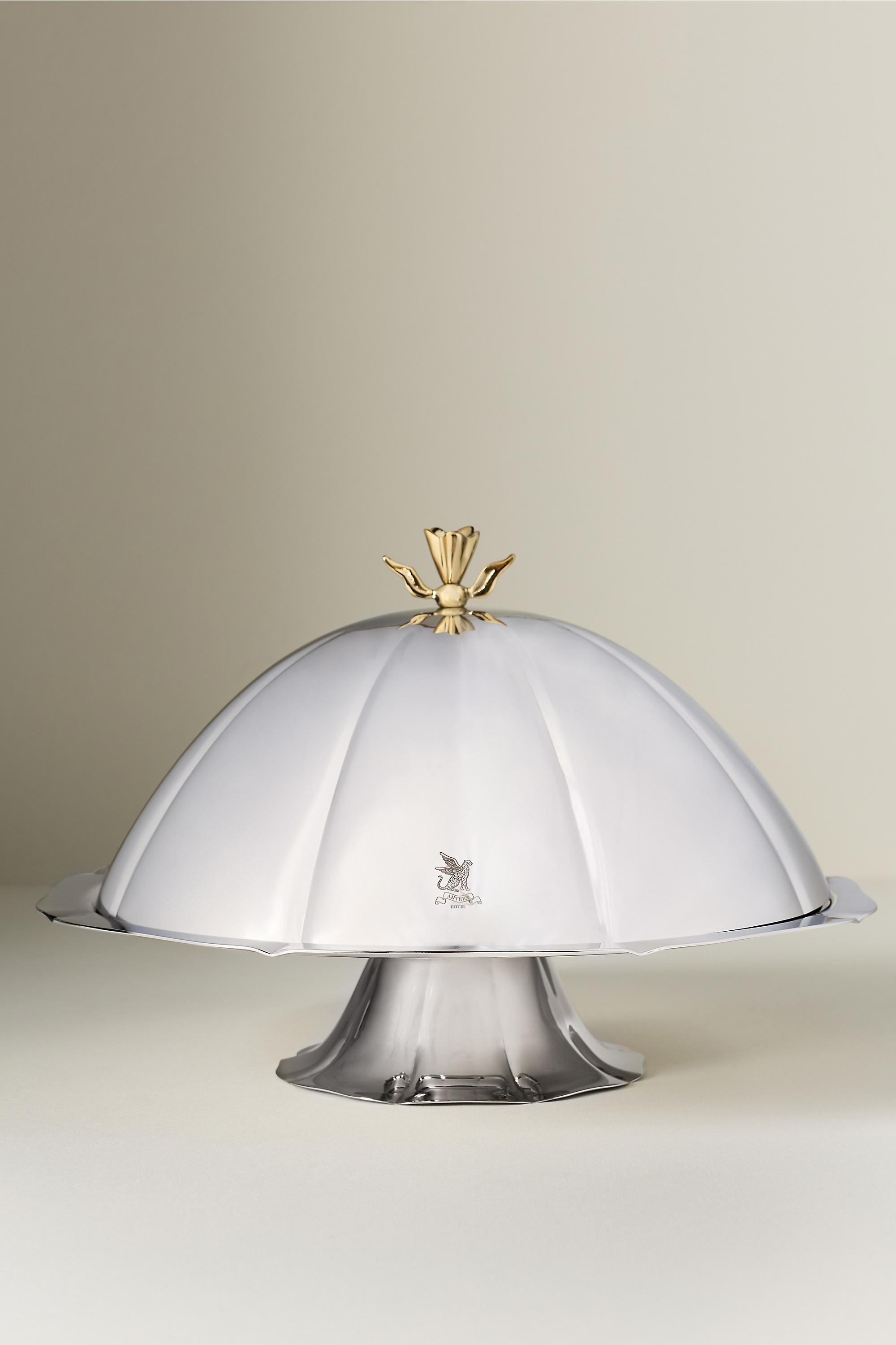 Penelope Stainless Steel Cake Stand With Dome, Silver, Silver, large image number 0