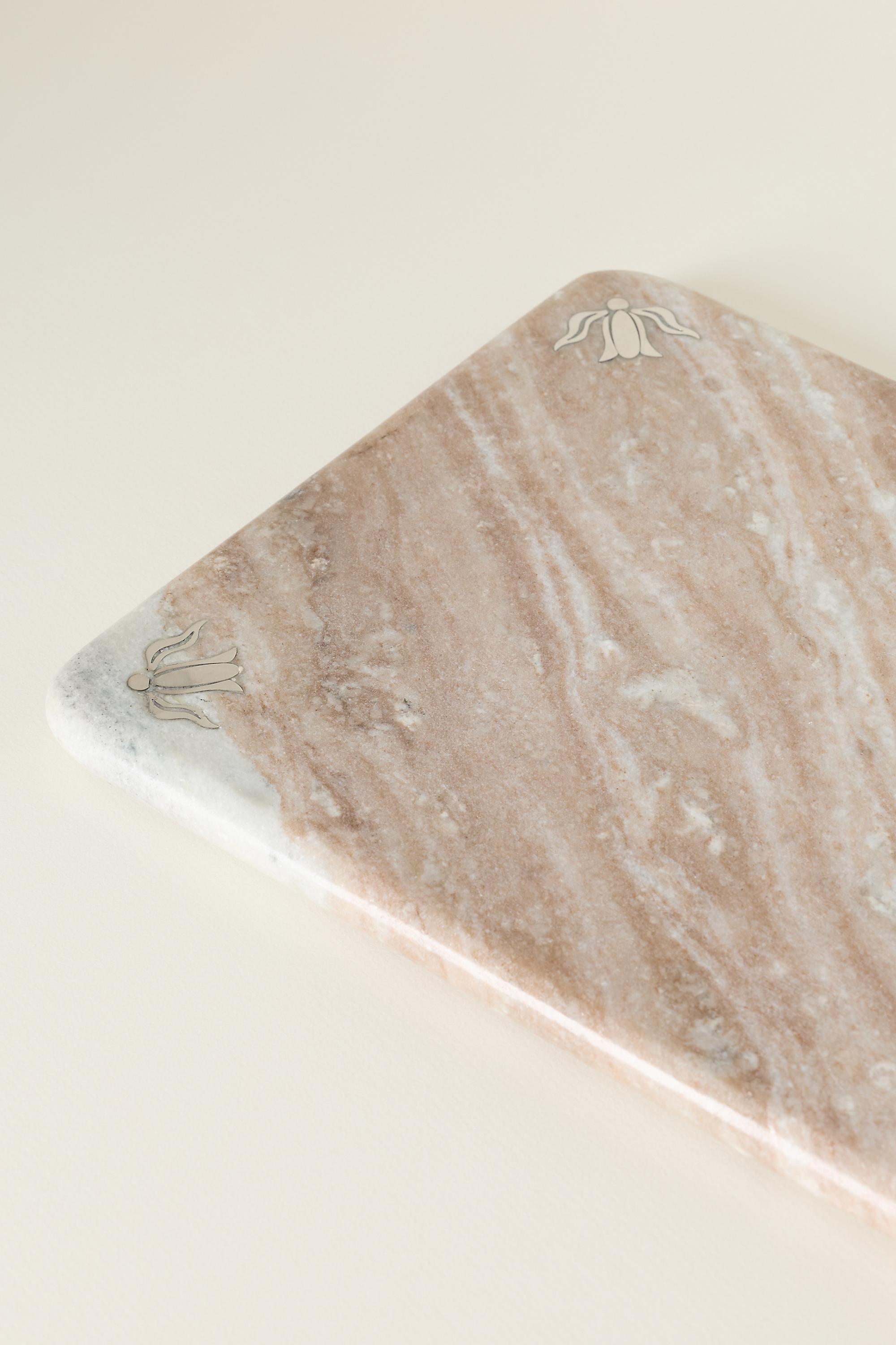 Penelope Marble Cheese Board, Cream, medium
