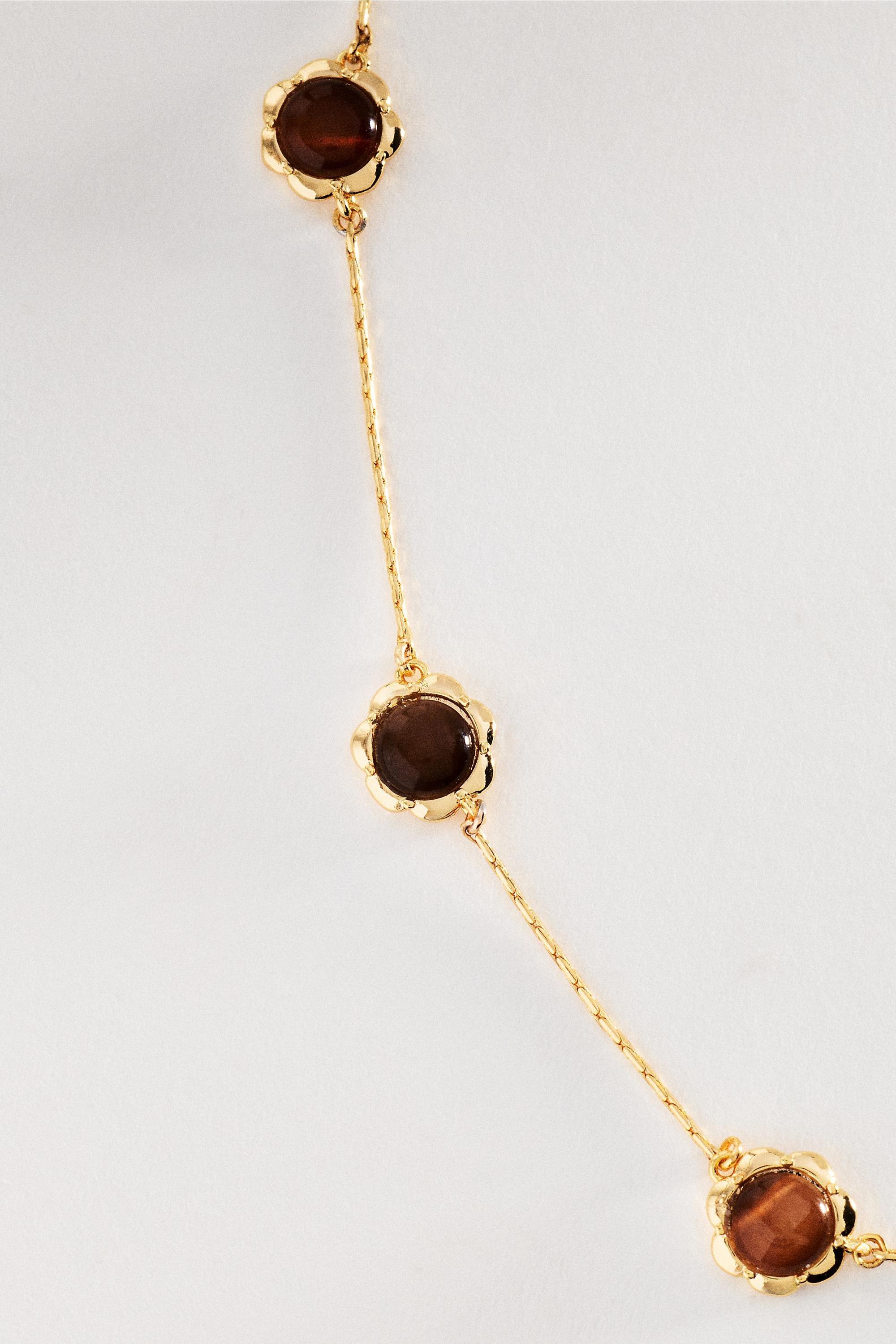 Brown Delicate Dotted Stone Necklace, A501_0020, large image number 1