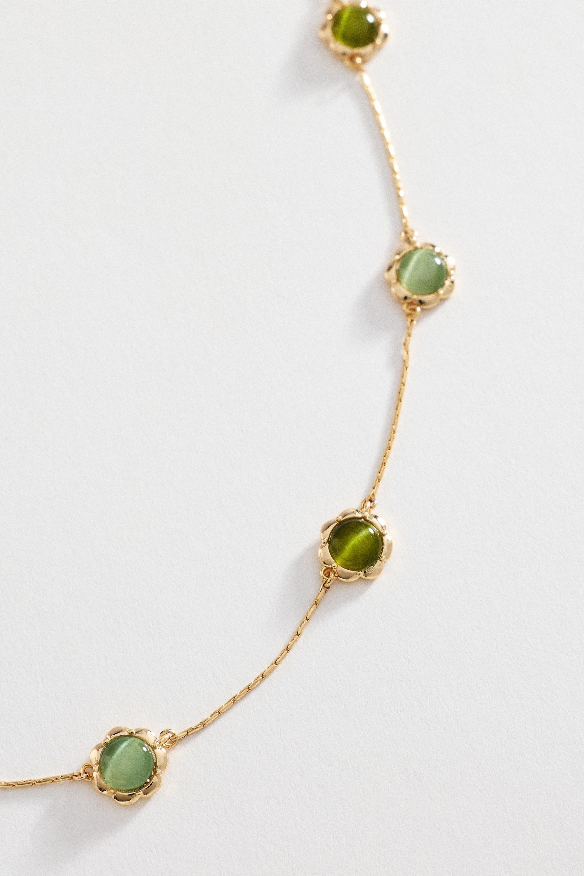 Green Delicate Dotted Stone Necklace, A501_0030, medium