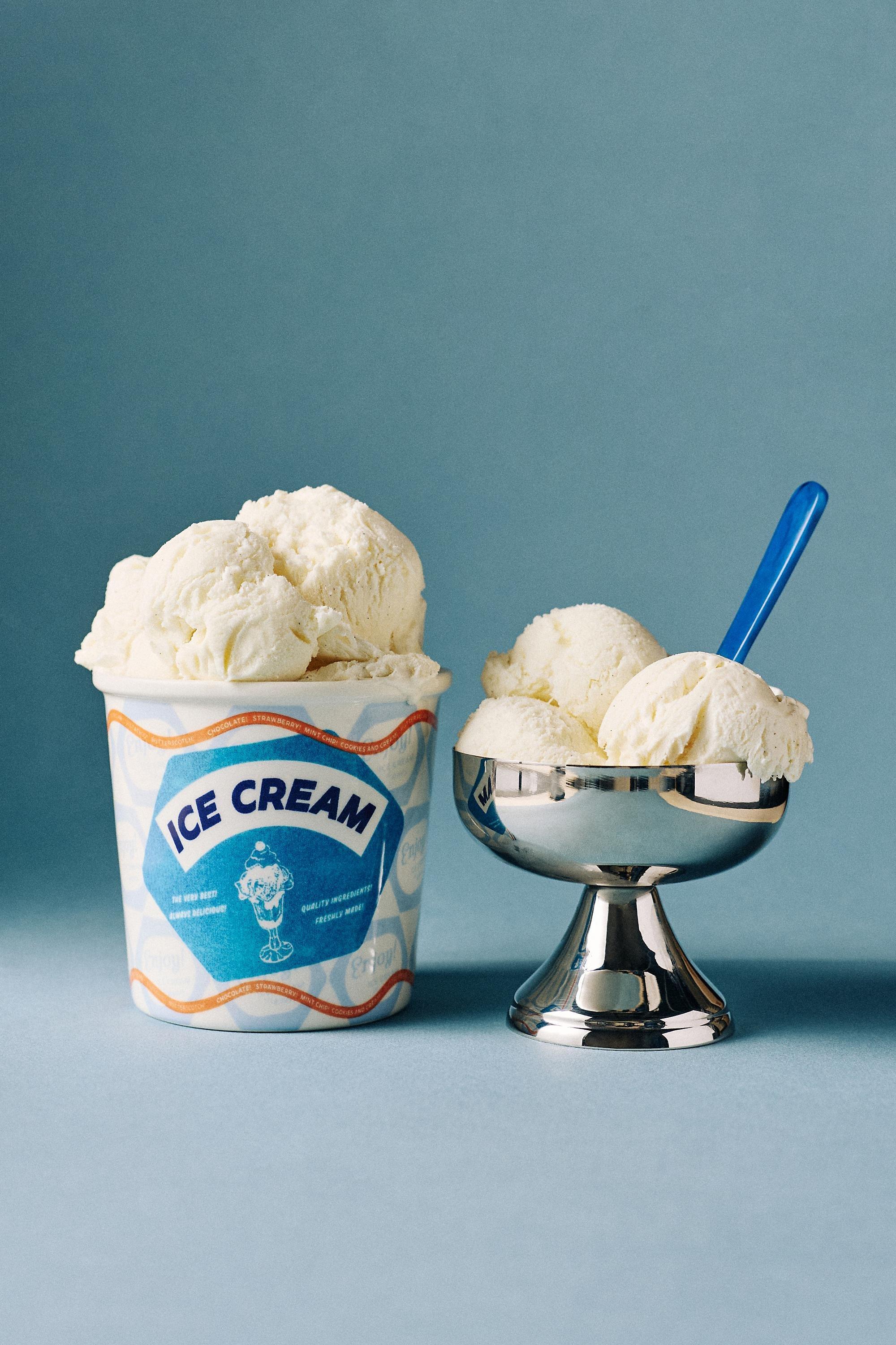 Glace Stoneware Ice Cream Pint Bowl, Blue, Black, large image number 0