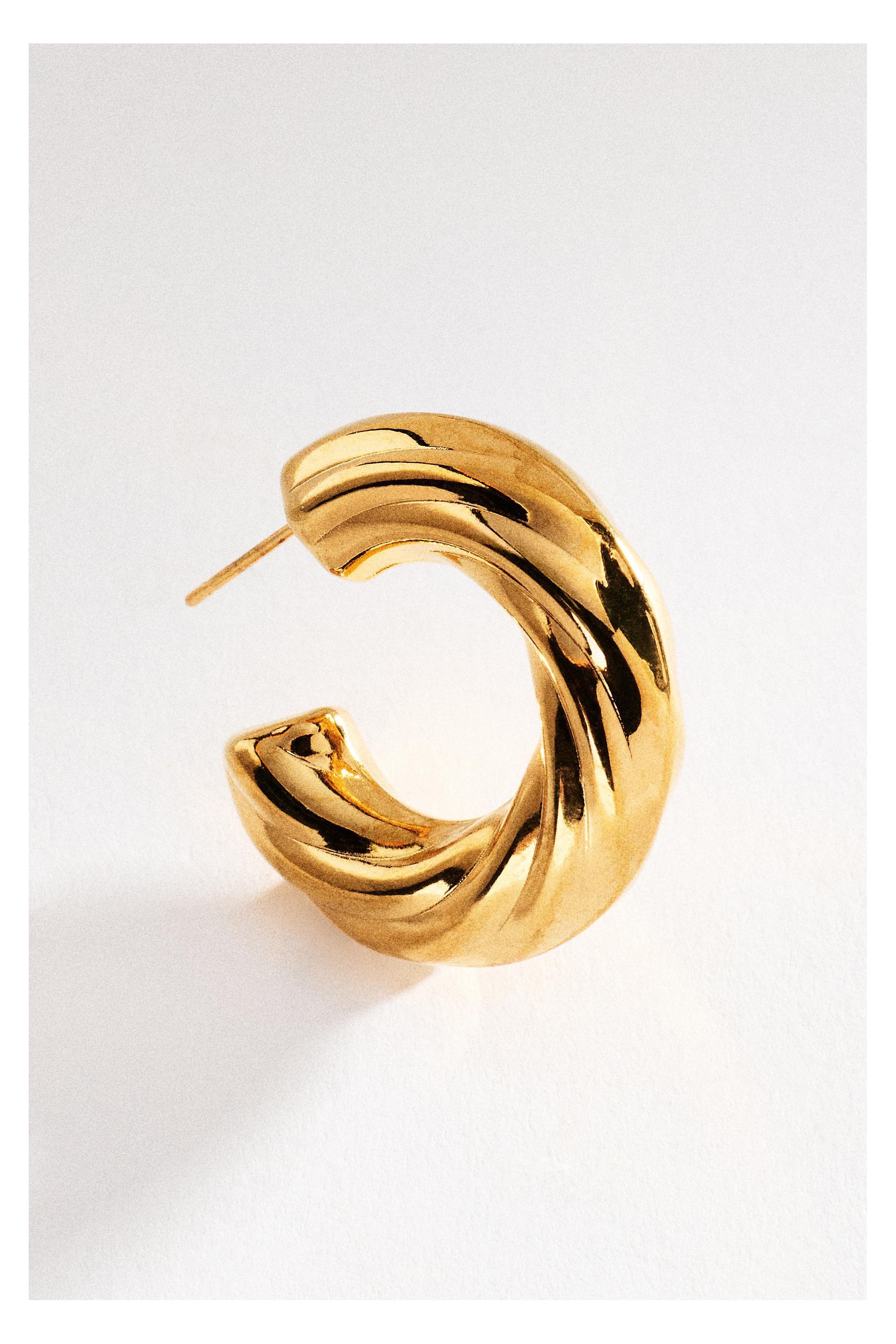 Textured Hoop Post Earrings, Gold, A501_0070, large image number 1