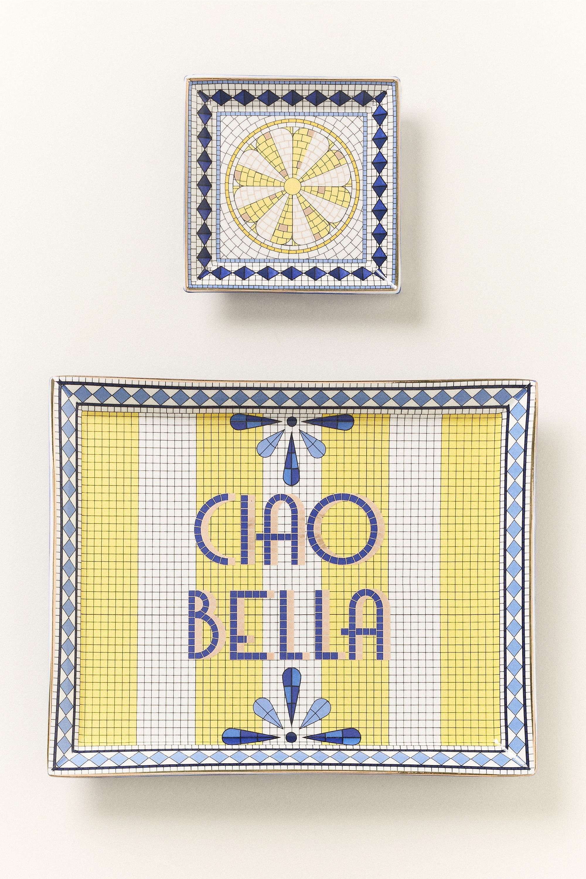 The Bistro Tile Stoneware Trinket Dish, Yellow, A501_0271, large image number 0