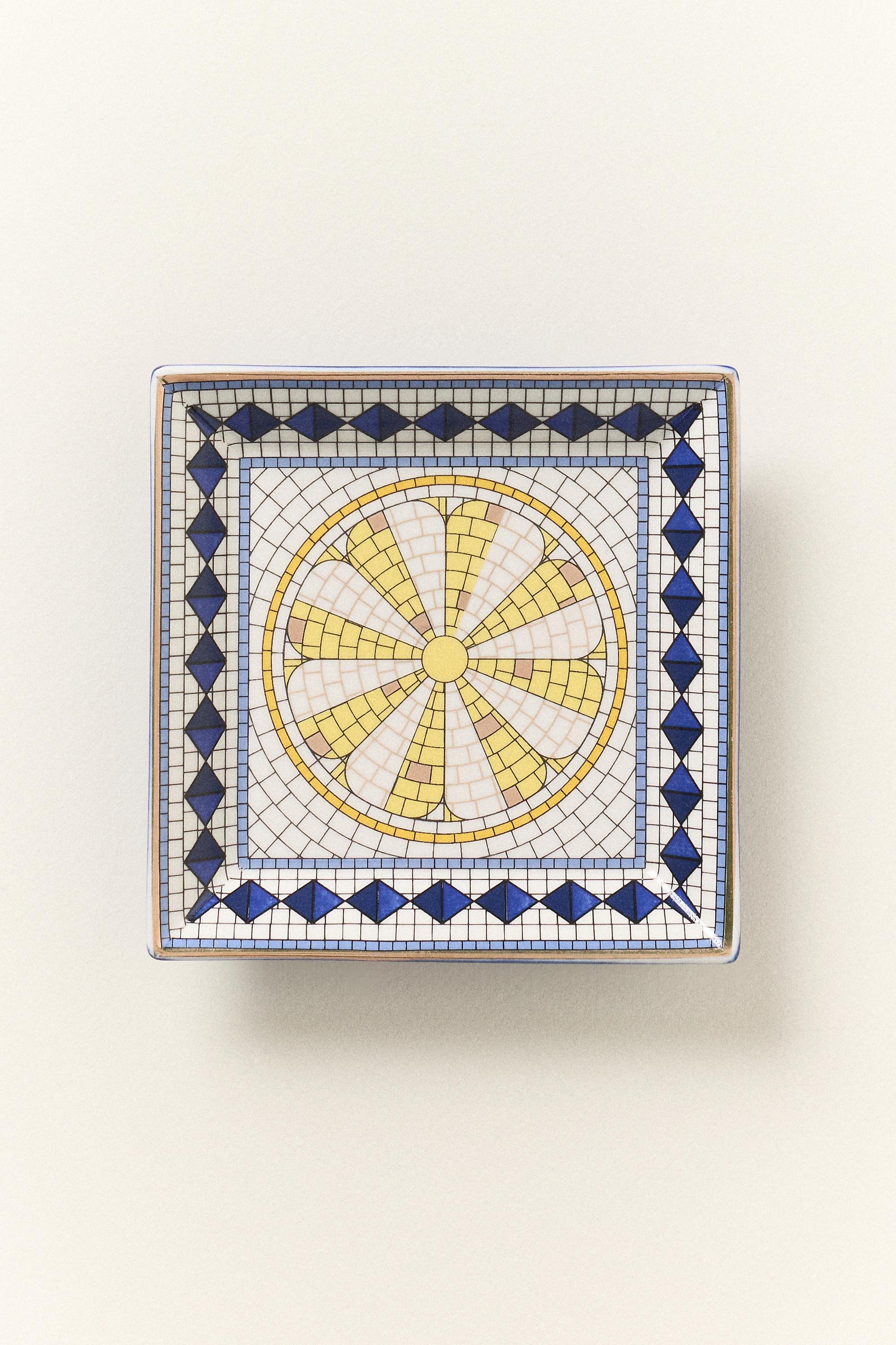 The Bistro Tile Stoneware Trinket Dish, Yellow, A501_0271, large image number 1