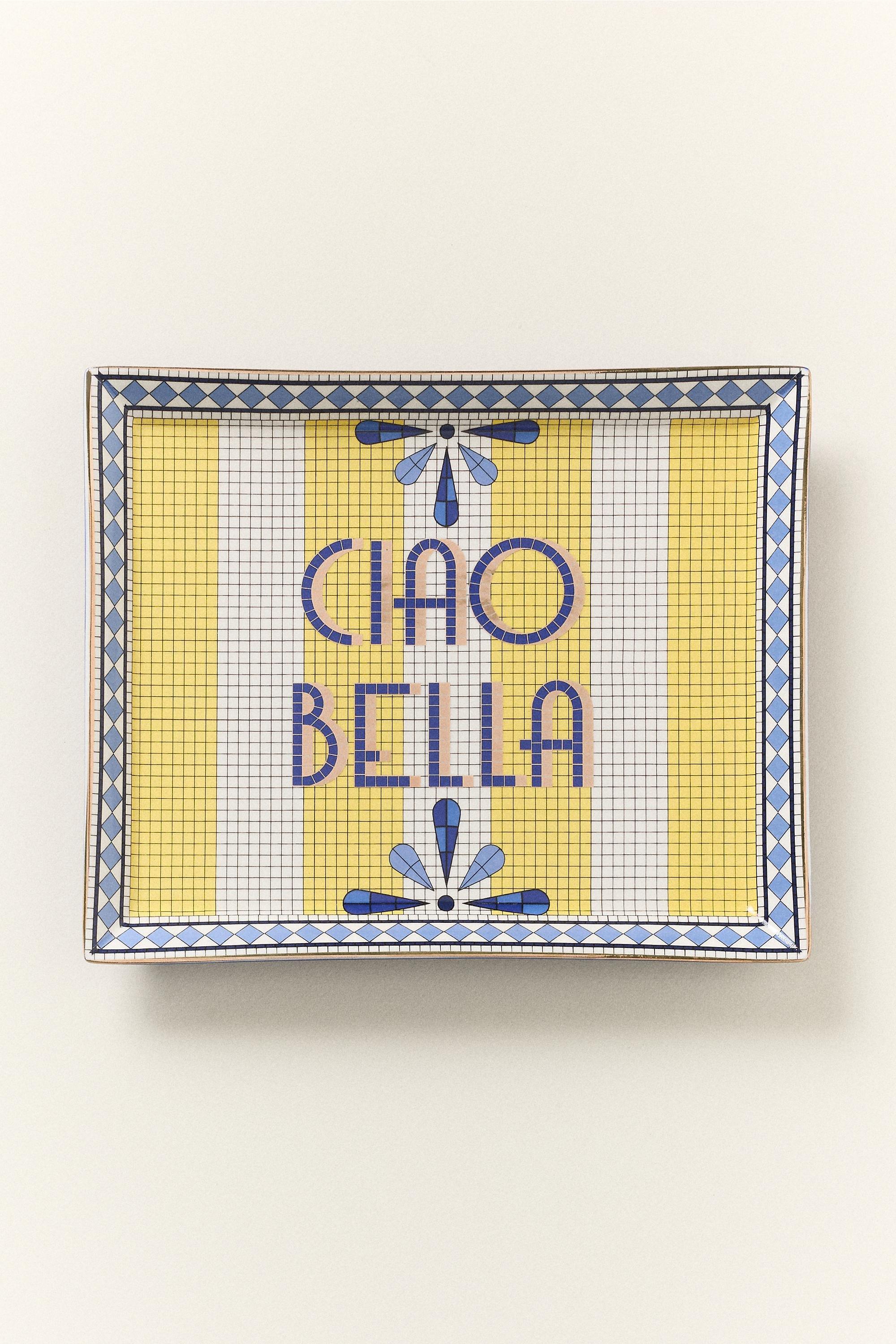 The Bistro Tile Stoneware Trinket Dish, Yellow, Yellow, large image number 0