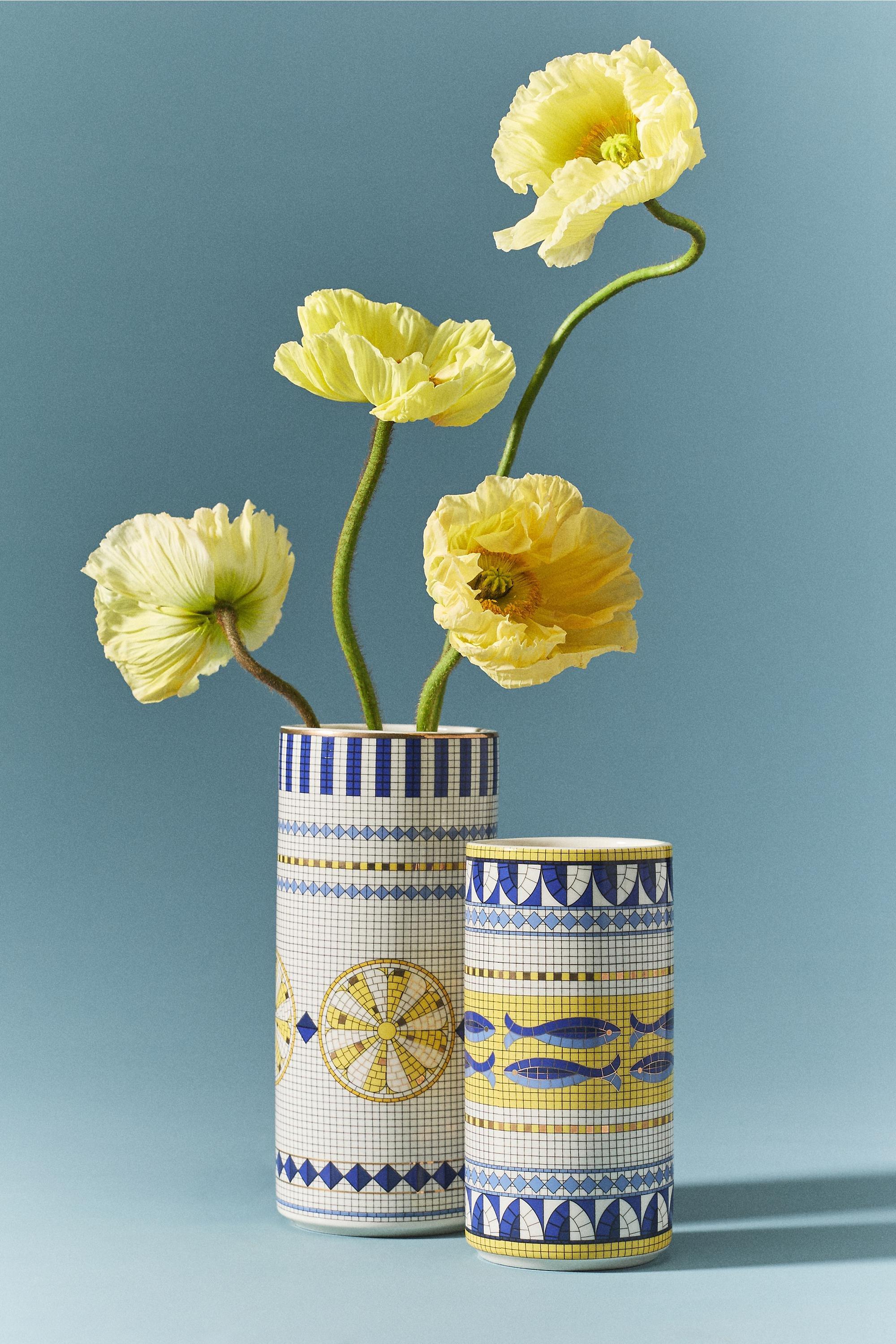 Bistro Tile Stoneware Vase, Yellow, A501_0072, large image number 0
