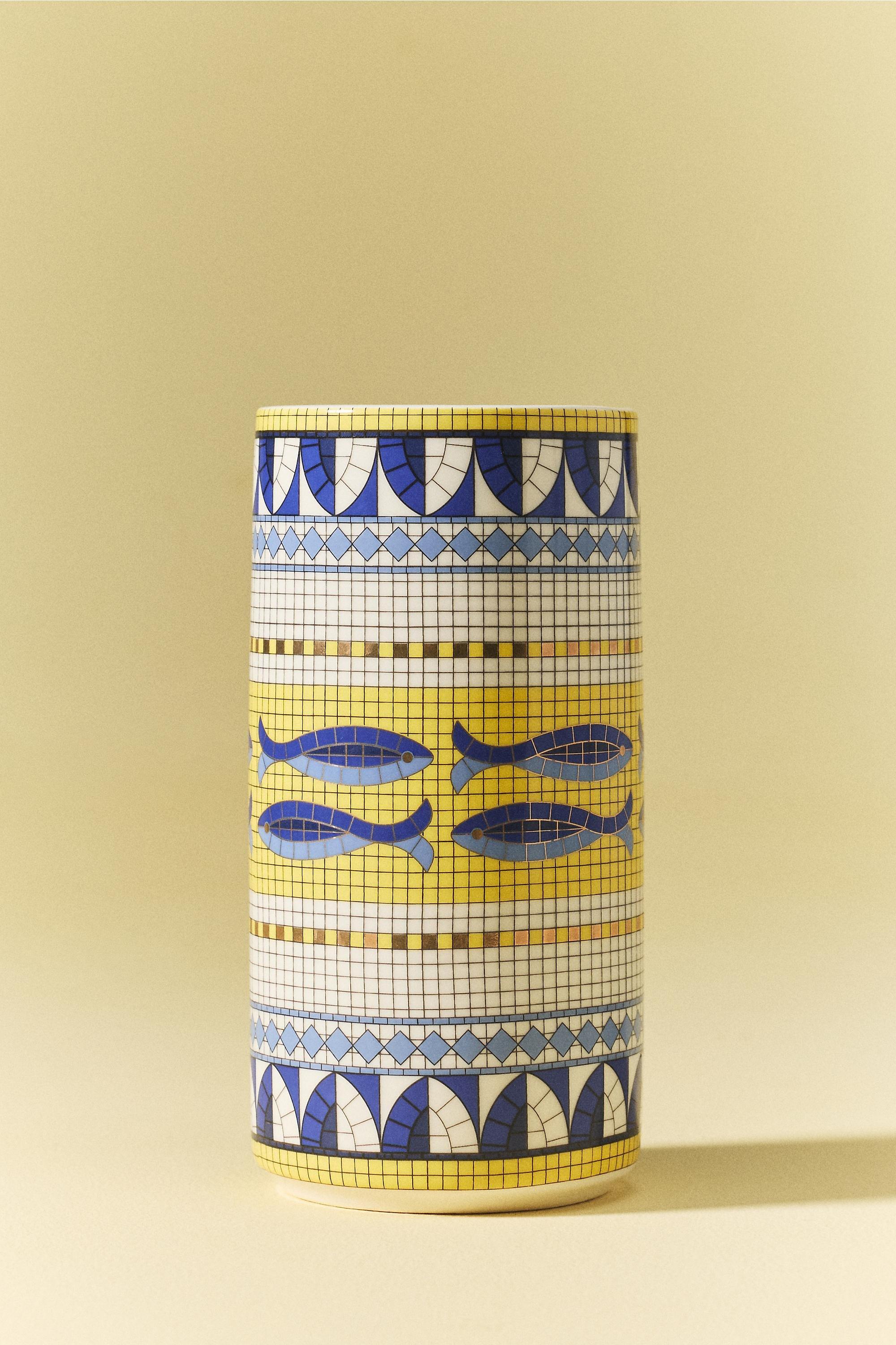 Bistro Tile Stoneware Vase, Yellow, A501_0072, large image number 2