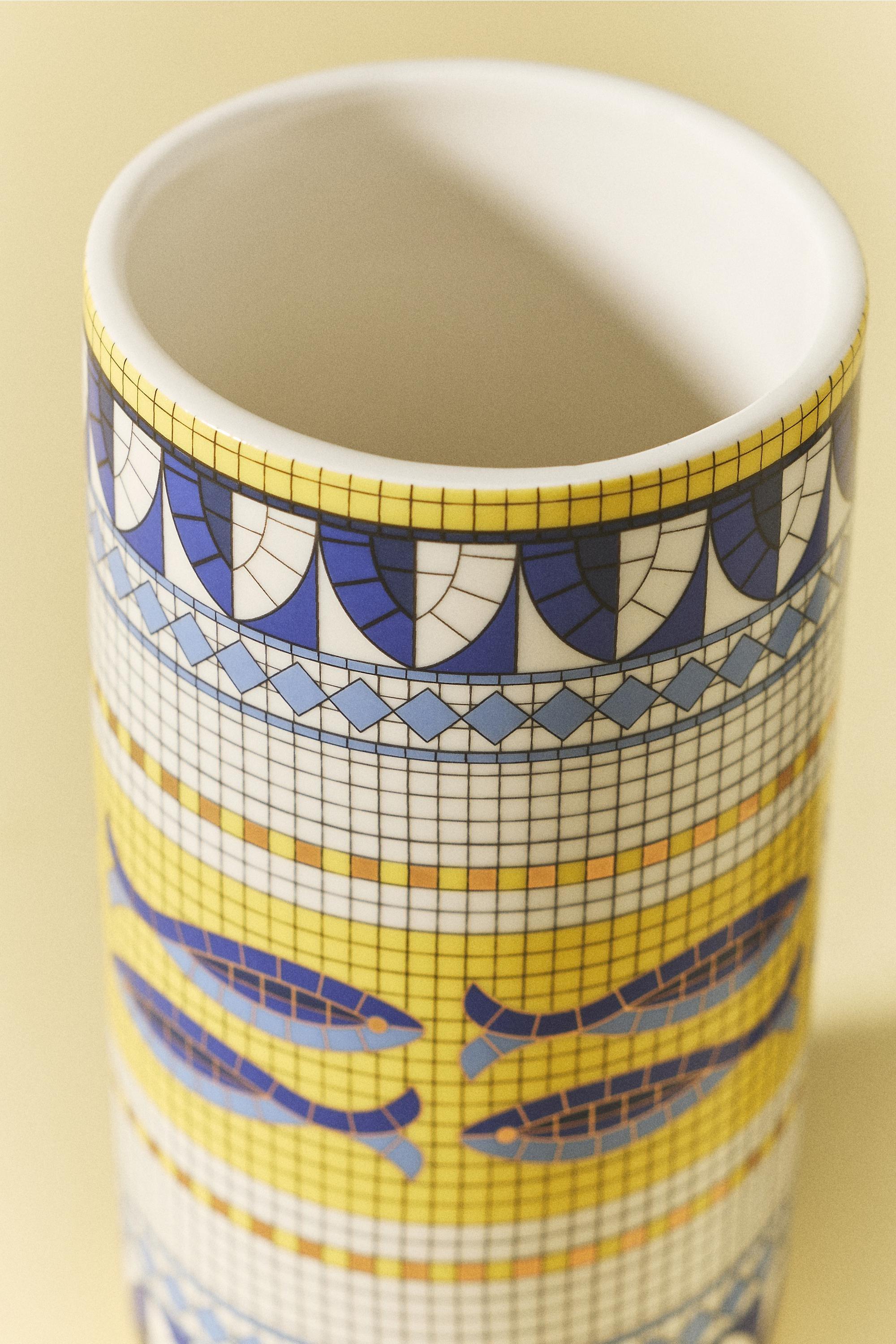Bistro Tile Stoneware Vase, Yellow, A501_0072, large image number 3