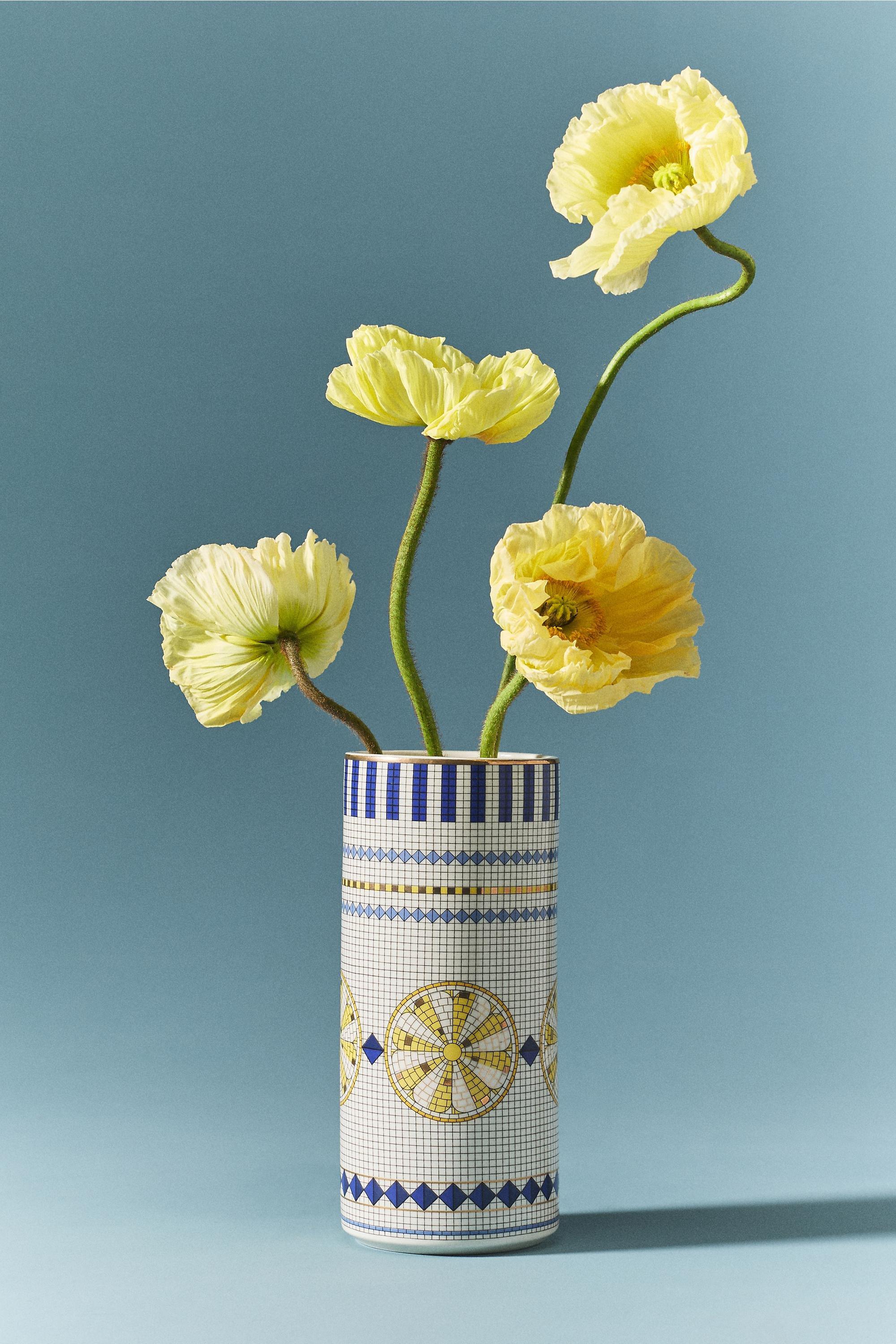 Bistro Tile Stoneware Vase, Blue, A501_0073, large image number 0