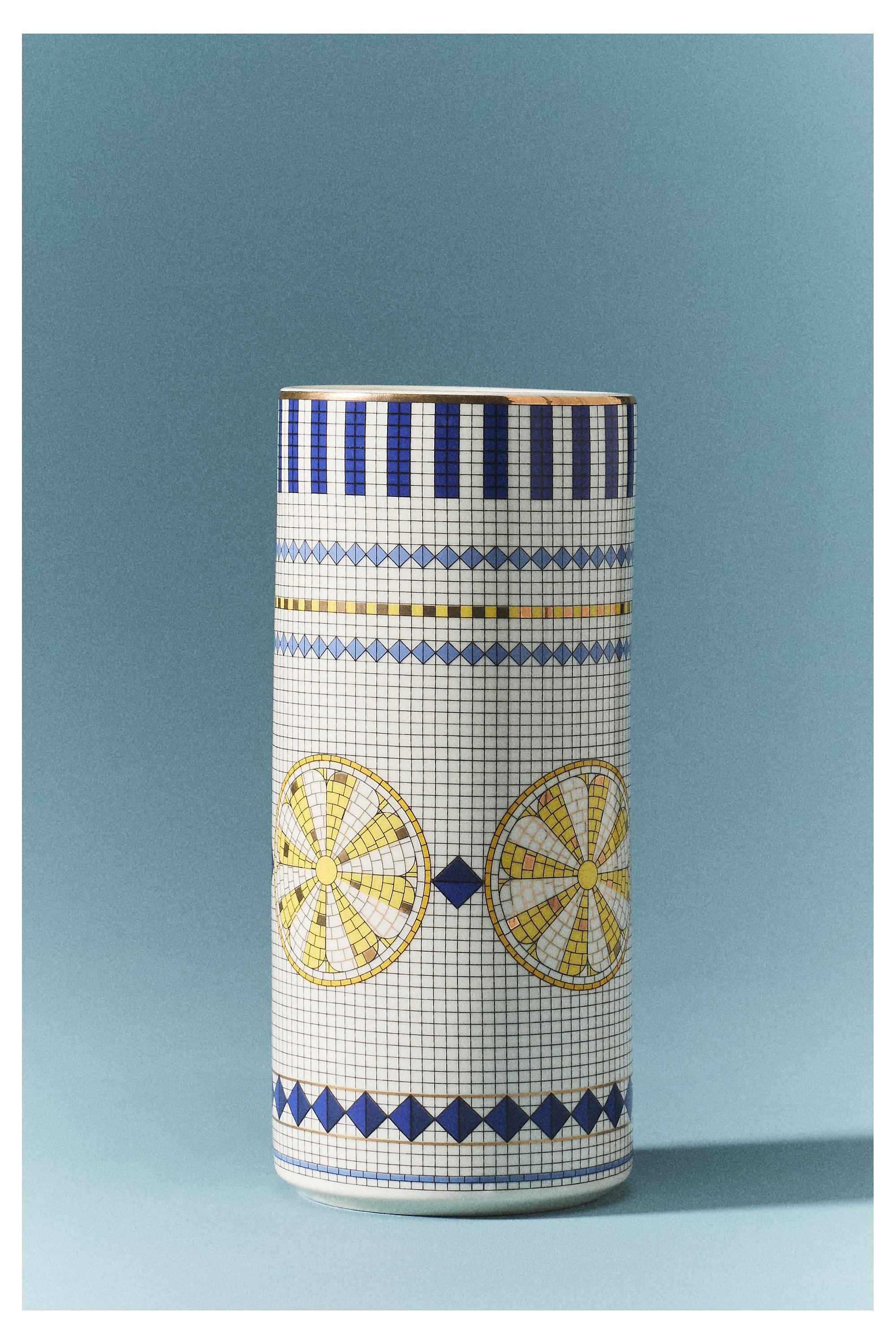 Bistro Tile Stoneware Vase, Blue, A501_0073, large image number 2