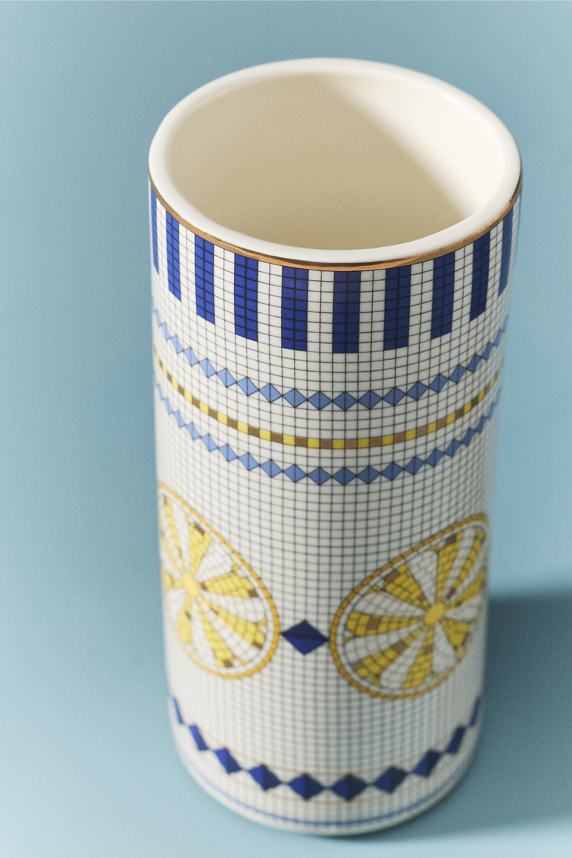 Bistro Tile Stoneware Vase, Blue, A501_0073, large image number 3