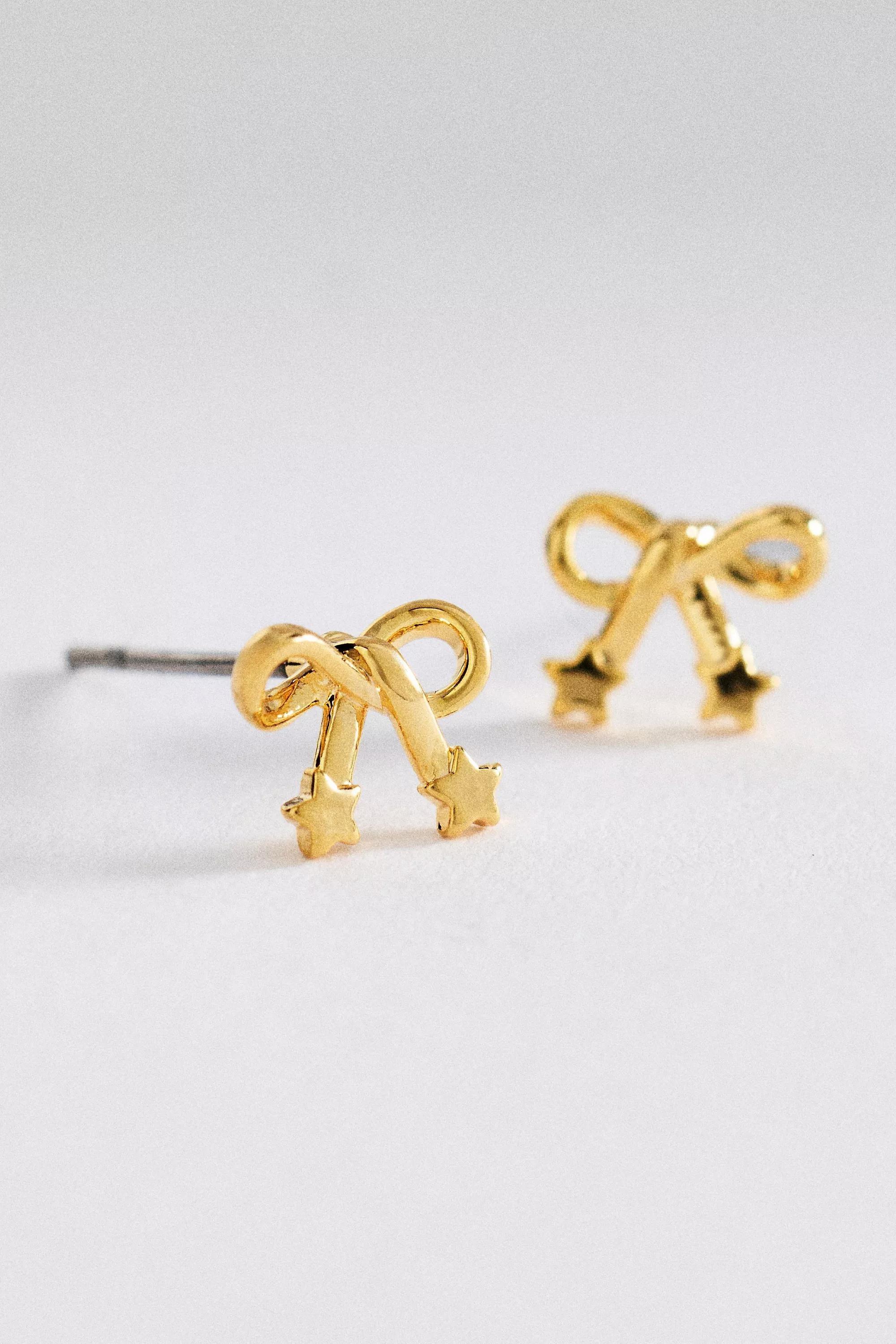 By Anthropologie Heart Icon Stud Earrings, Gold, White, large image number 0