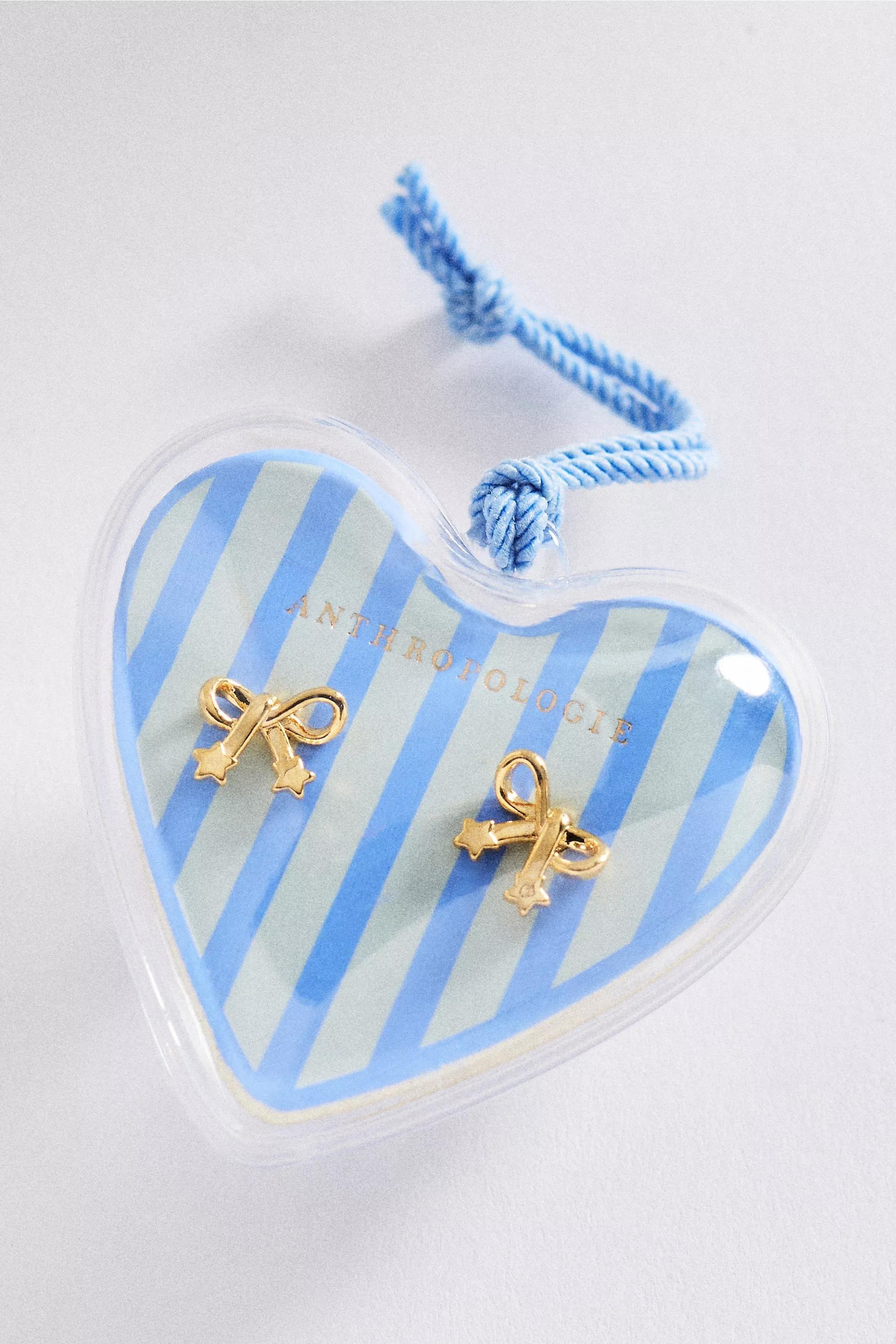By Anthropologie Heart Icon Stud Earrings, Gold, White, large image number 2