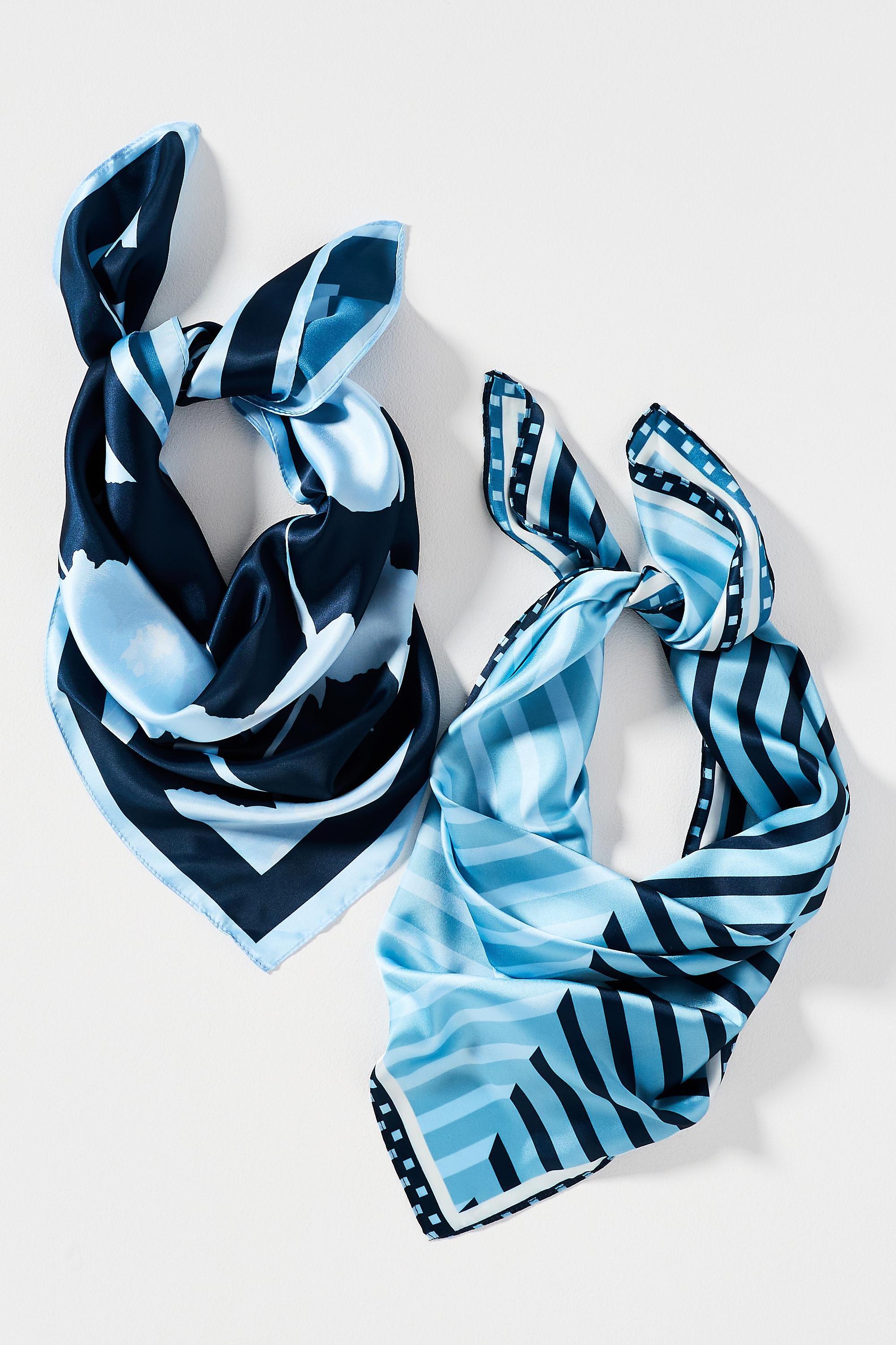 BLUE Two-Tone Printed Headscarf, A501_0040, large image number 3