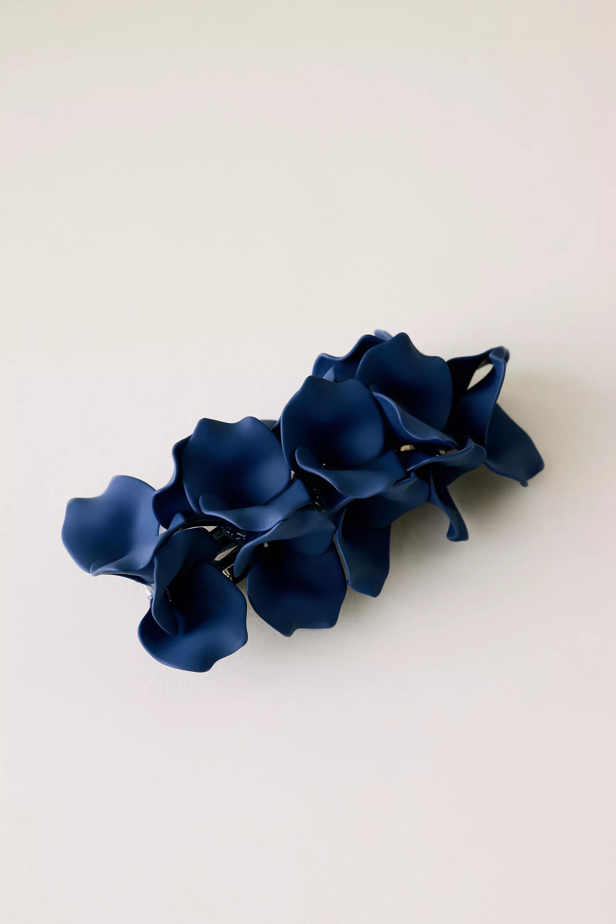 BLUE 3D Floral Barrette Hair Clip, A501_0040, medium