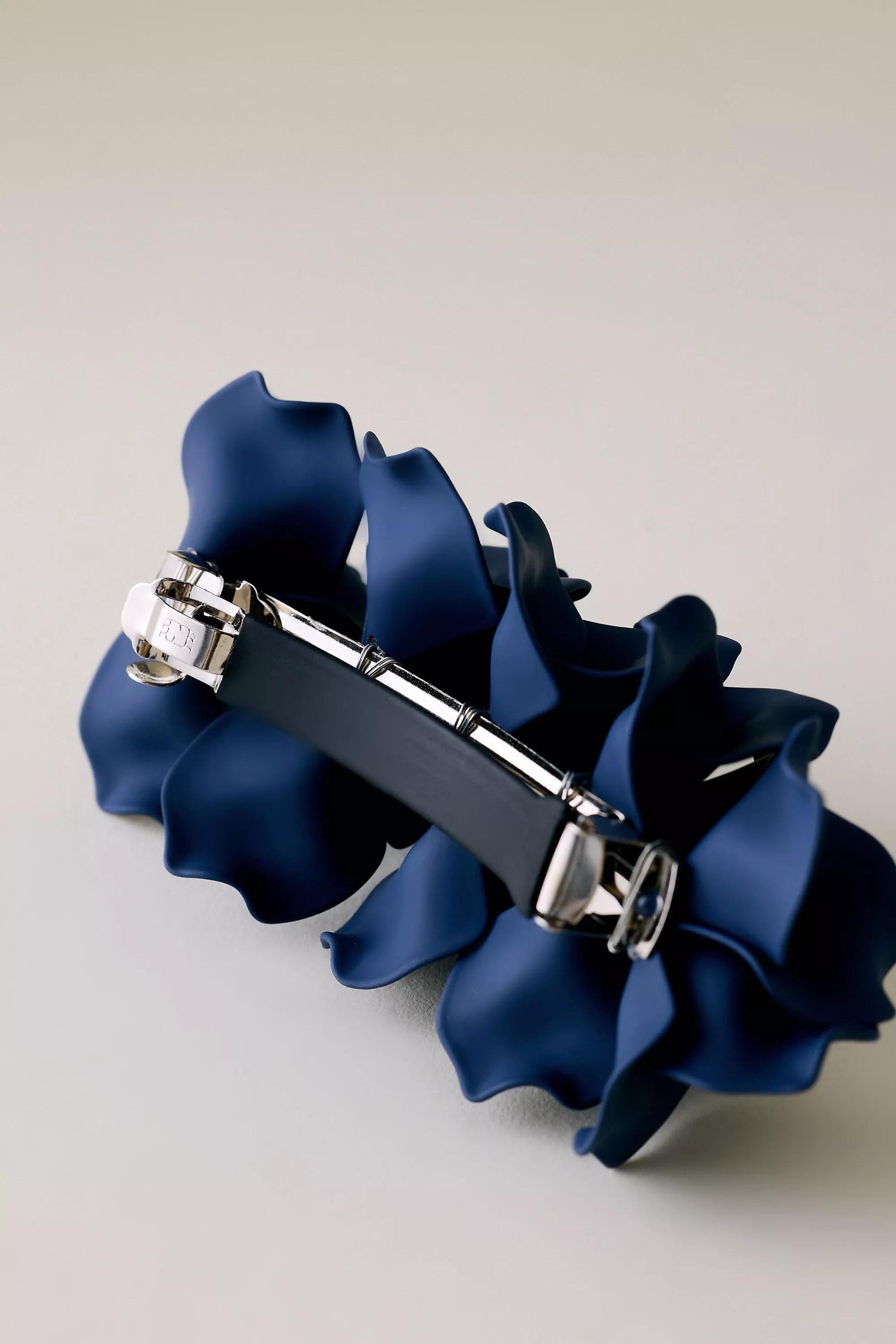 BLUE 3D Floral Barrette Hair Clip, A501_0040, large image number 1