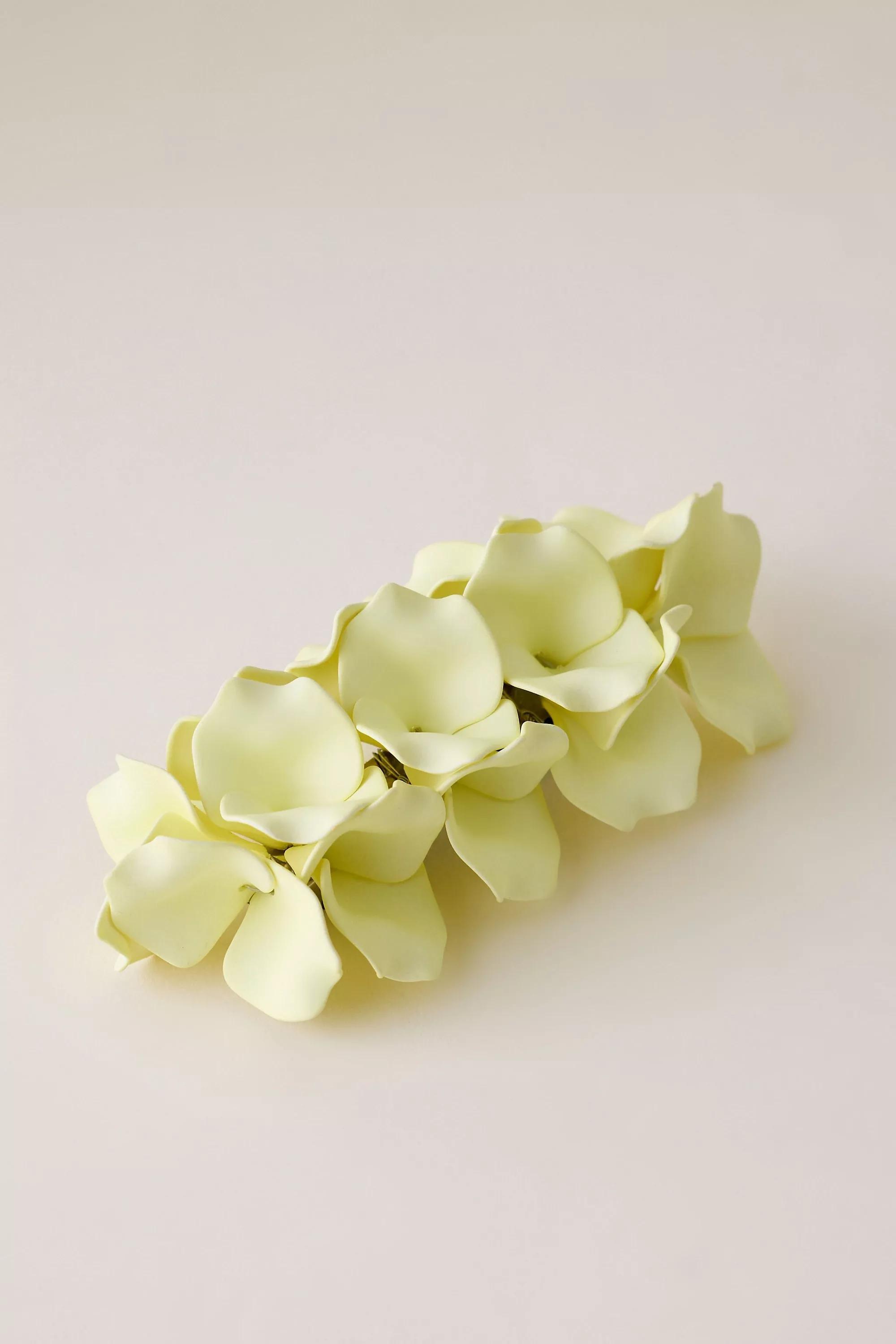 YELLOW 3D Floral Barrette Hair Clip, A501_0072, large image number 0