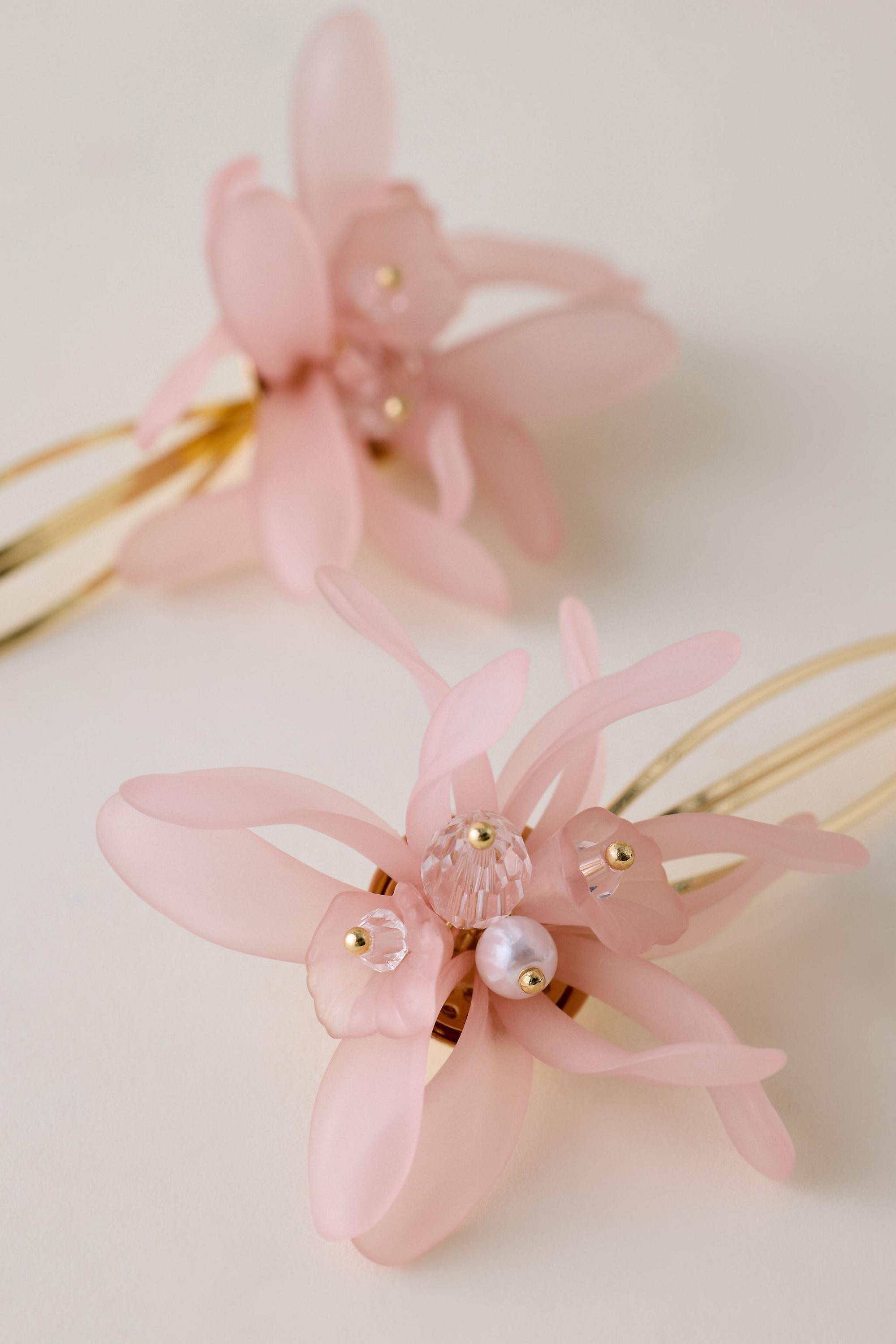 Flower Hair Pin, Set Of 2, Pink, A501_0066, large image number 3