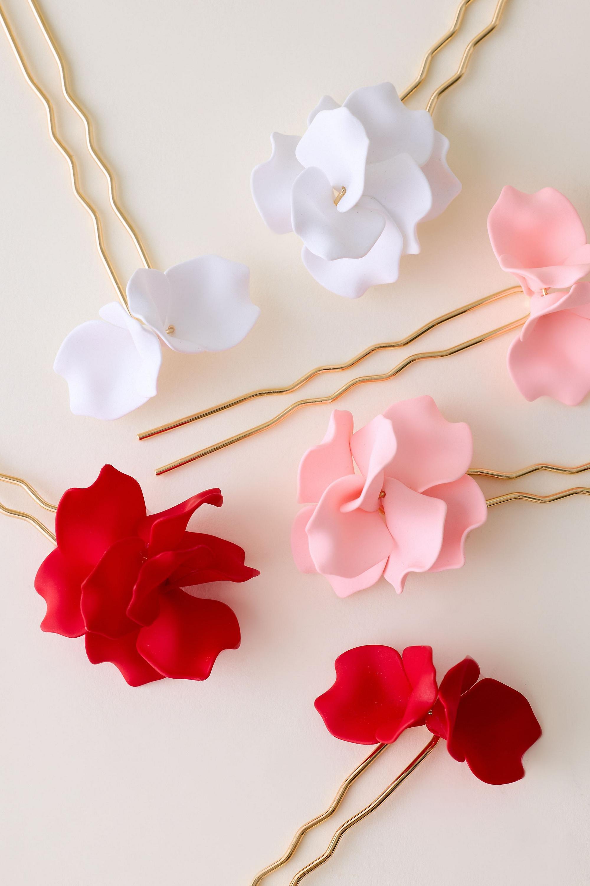 Flower Hair Pin, Set Of 2, Pink, A501_0066, large image number 4