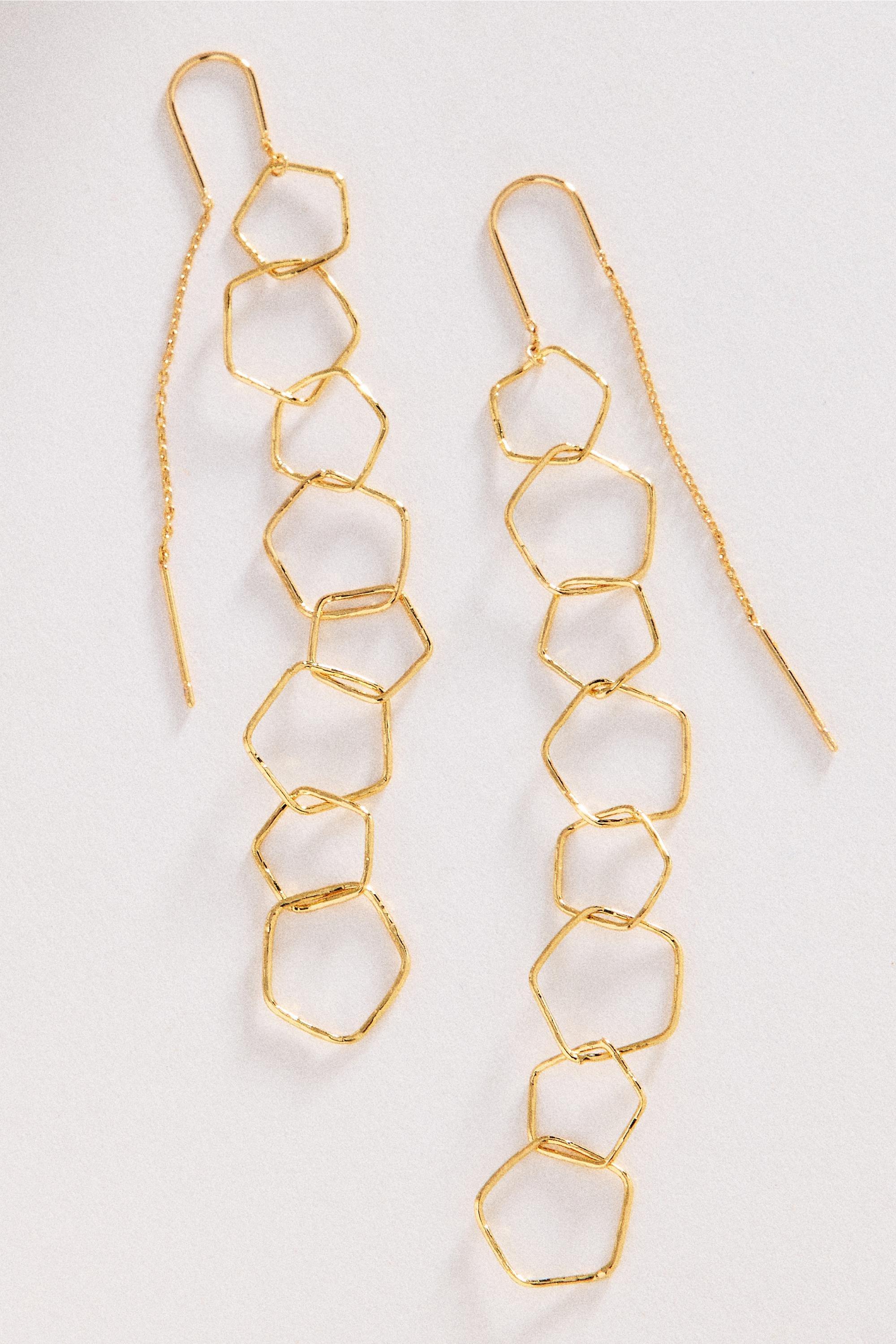 Looped Threader Earrings, Gold, A501_0070, large image number 0