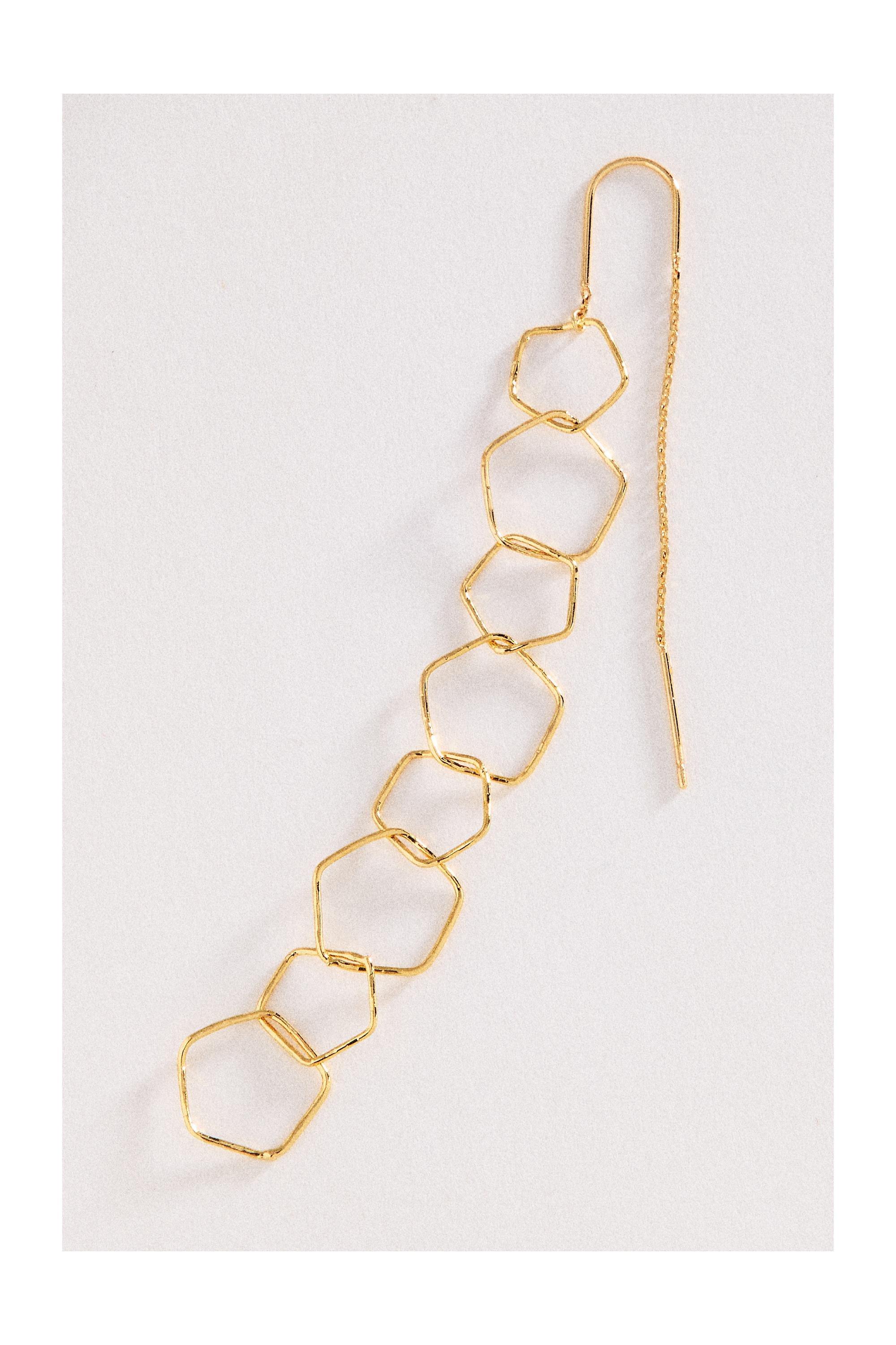 Looped Threader Earrings, Gold, A501_0070, large image number 1