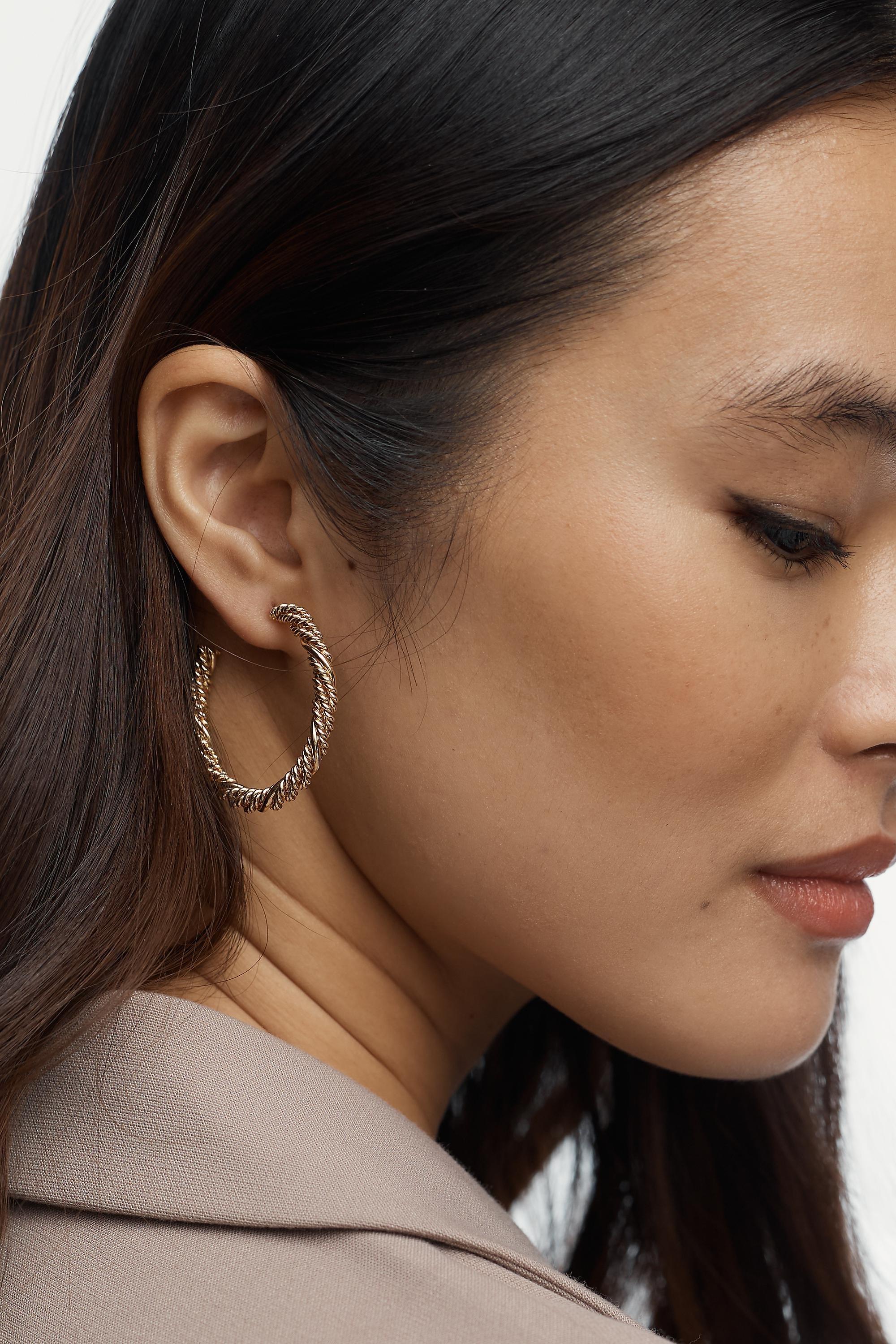 Braided Hoop Earrings, Gold, A501_0070, large image number 0