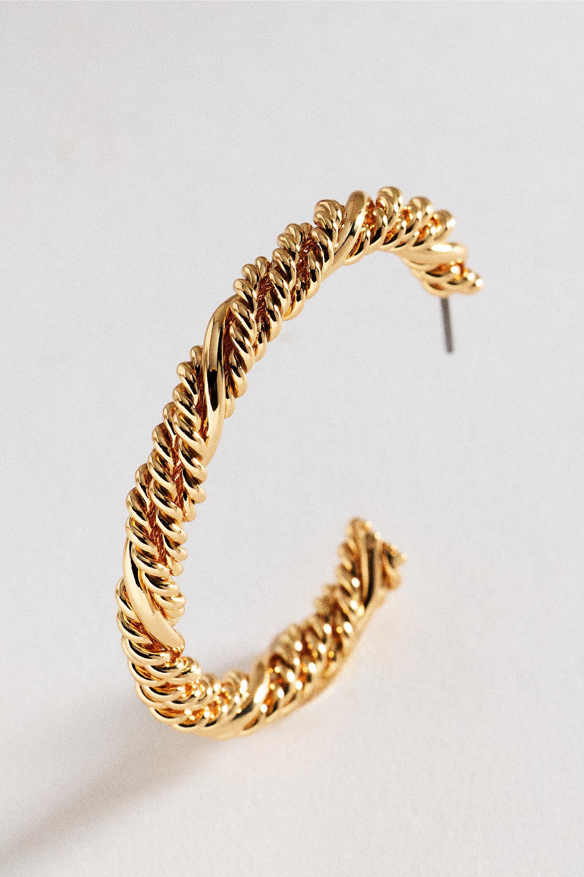 Braided Hoop Earrings, Gold, A501_0070, large image number 2