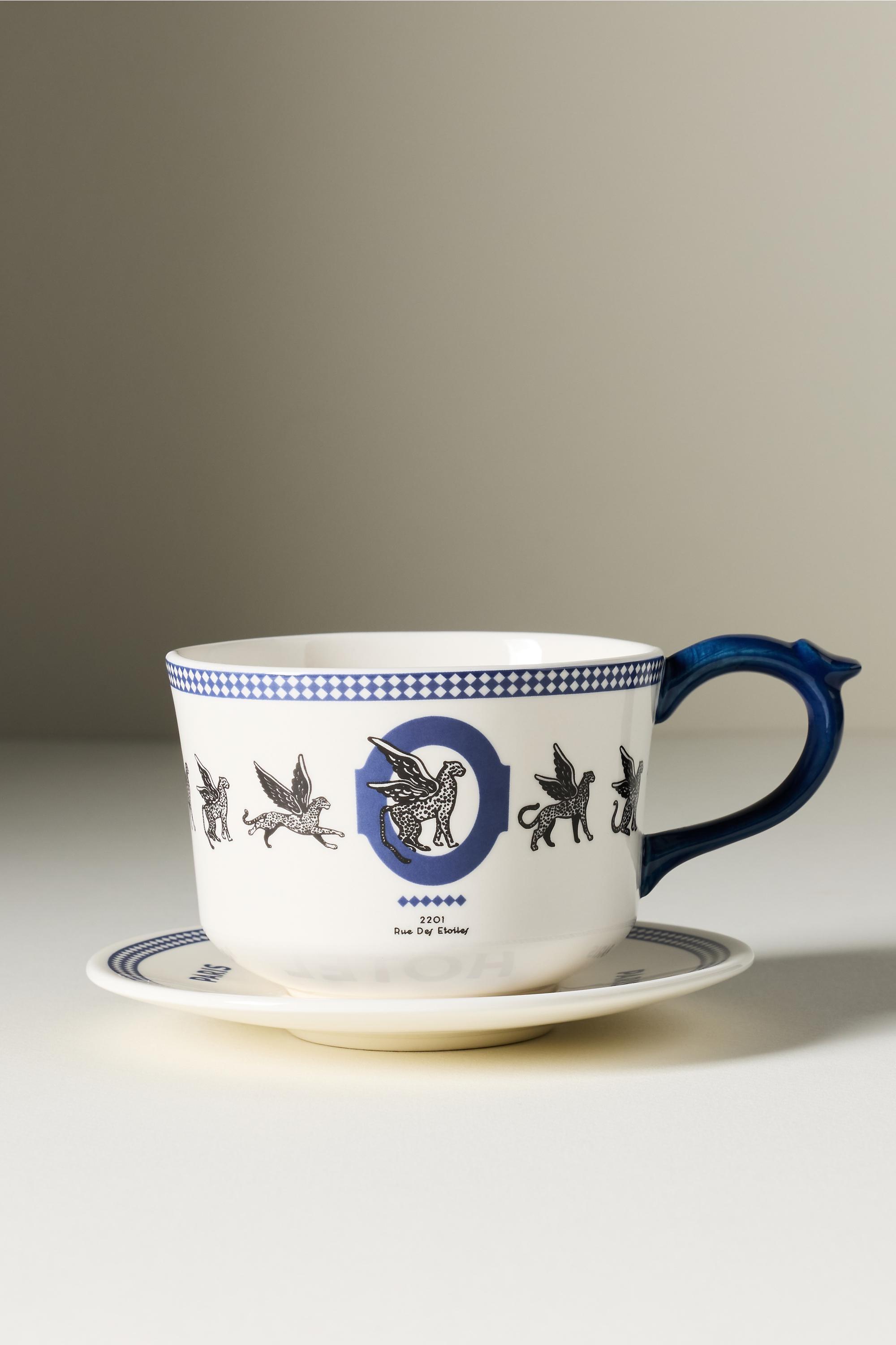 Reverie Stoneware Mug & Saucer, Navy, large image number 0