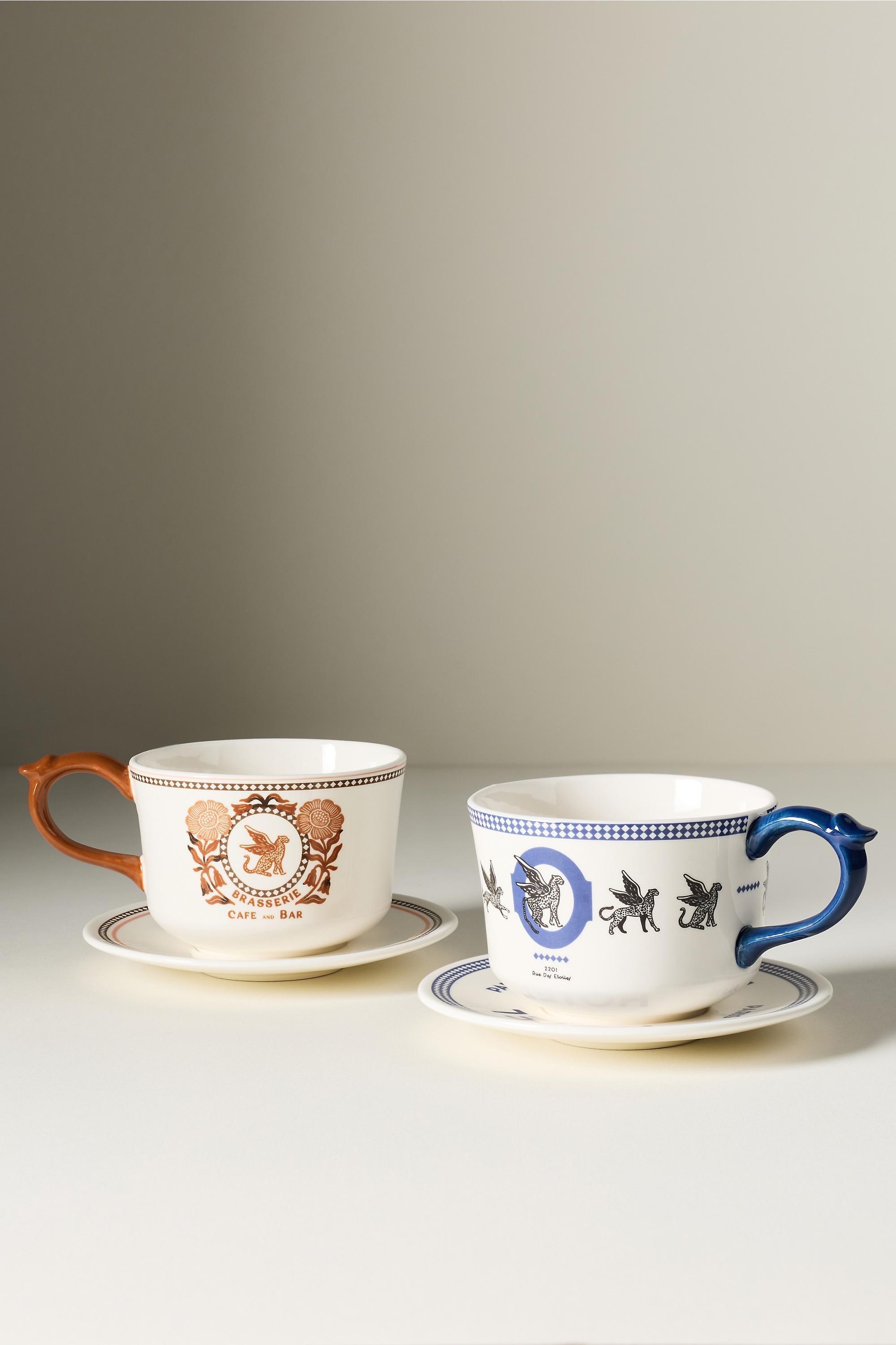 Reverie Stoneware Mug & Saucer, Navy, medium