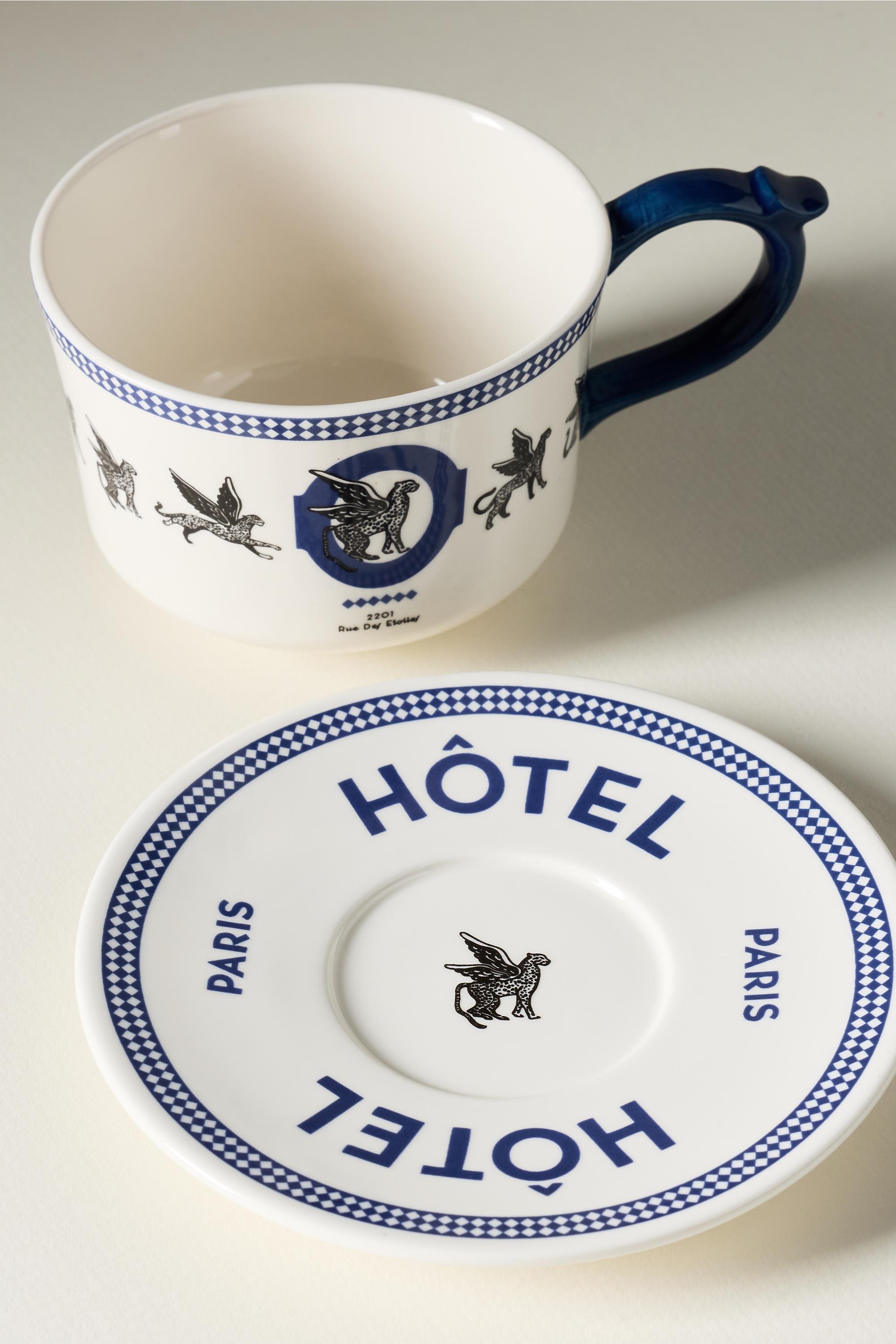 Reverie Stoneware Mug & Saucer, Navy, large image number 3