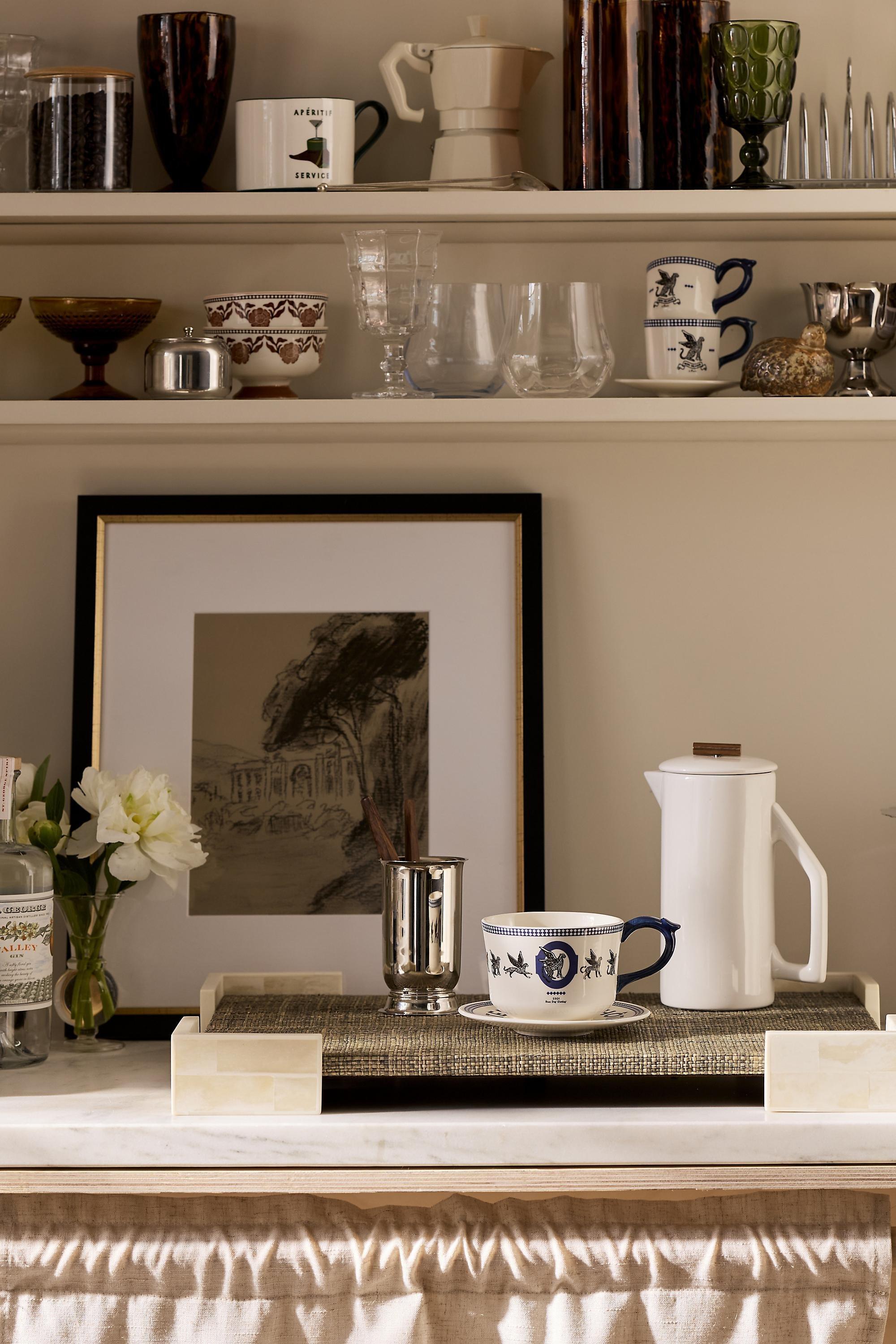 Reverie Stoneware Mug & Saucer, Navy, large image number 4